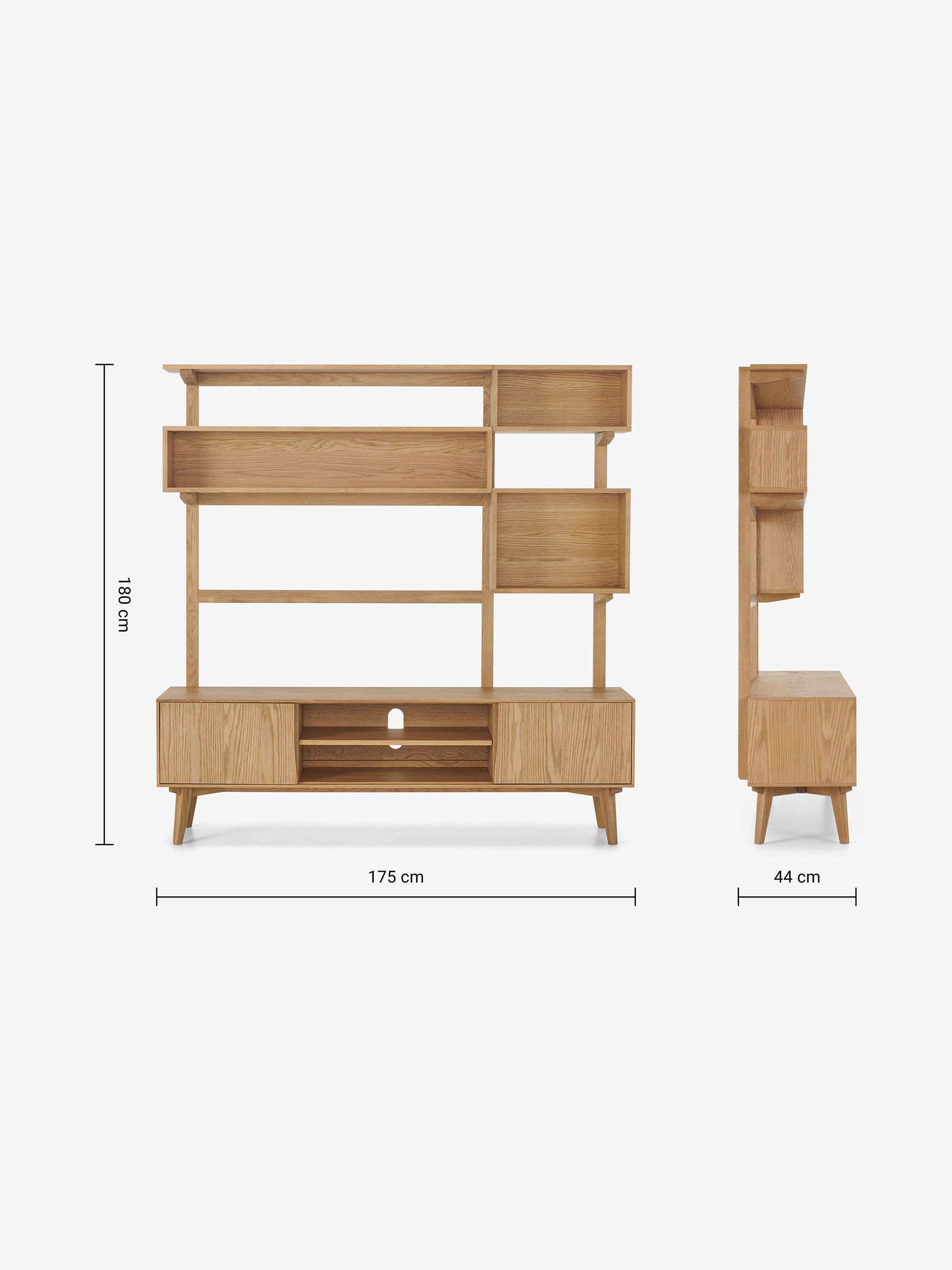 Wingrove Wide TV Shelving Unit in Oak - Image 6 of 7