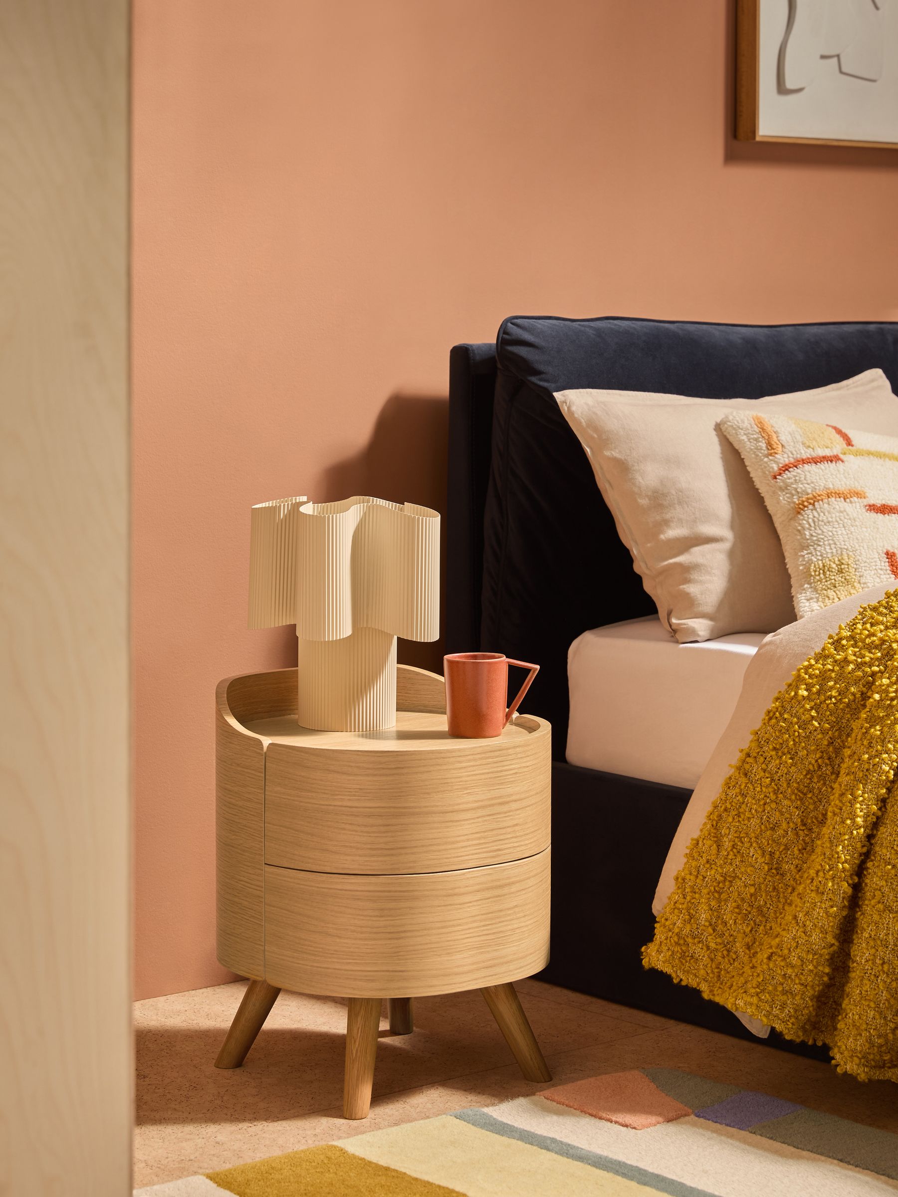 Odie 2 Drawer Bedside Table in Oak - Image 1 of 4