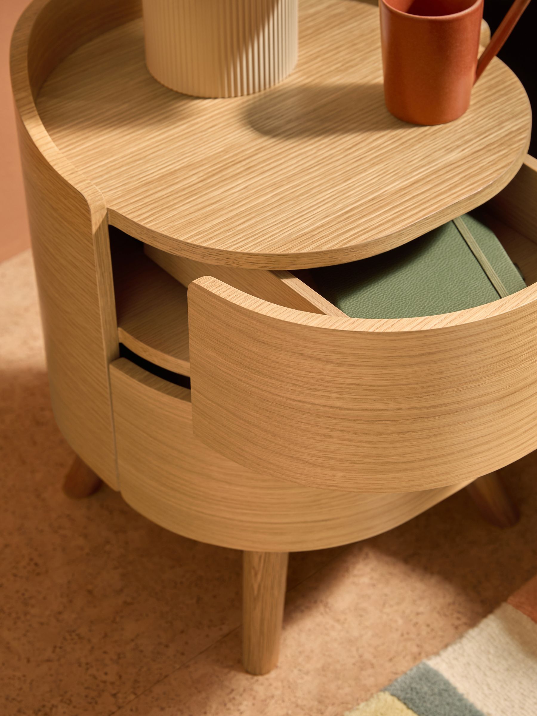 Odie 2 Drawer Bedside Table in Oak - Image 2 of 4