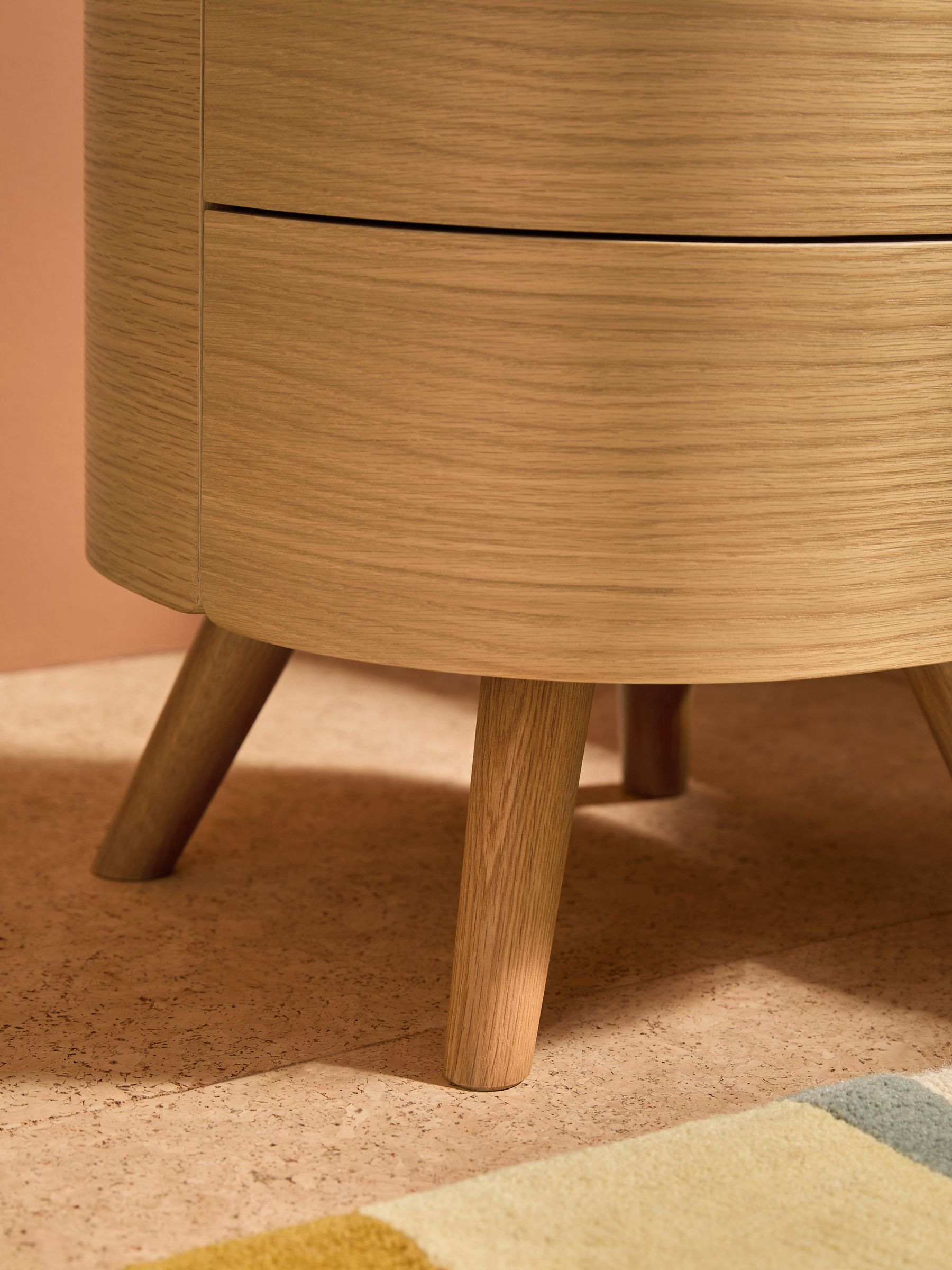 Odie 2 Drawer Bedside Table in Oak - Image 3 of 4