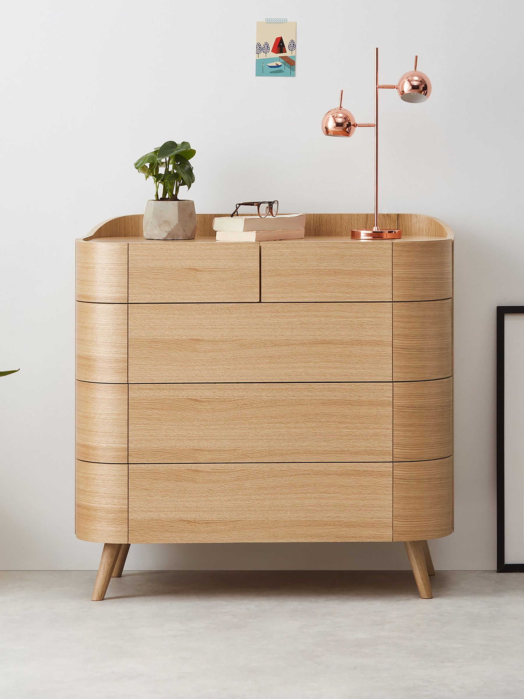 Odie 5 Drawer Chest of Drawers in Oak - Image 1 of 4
