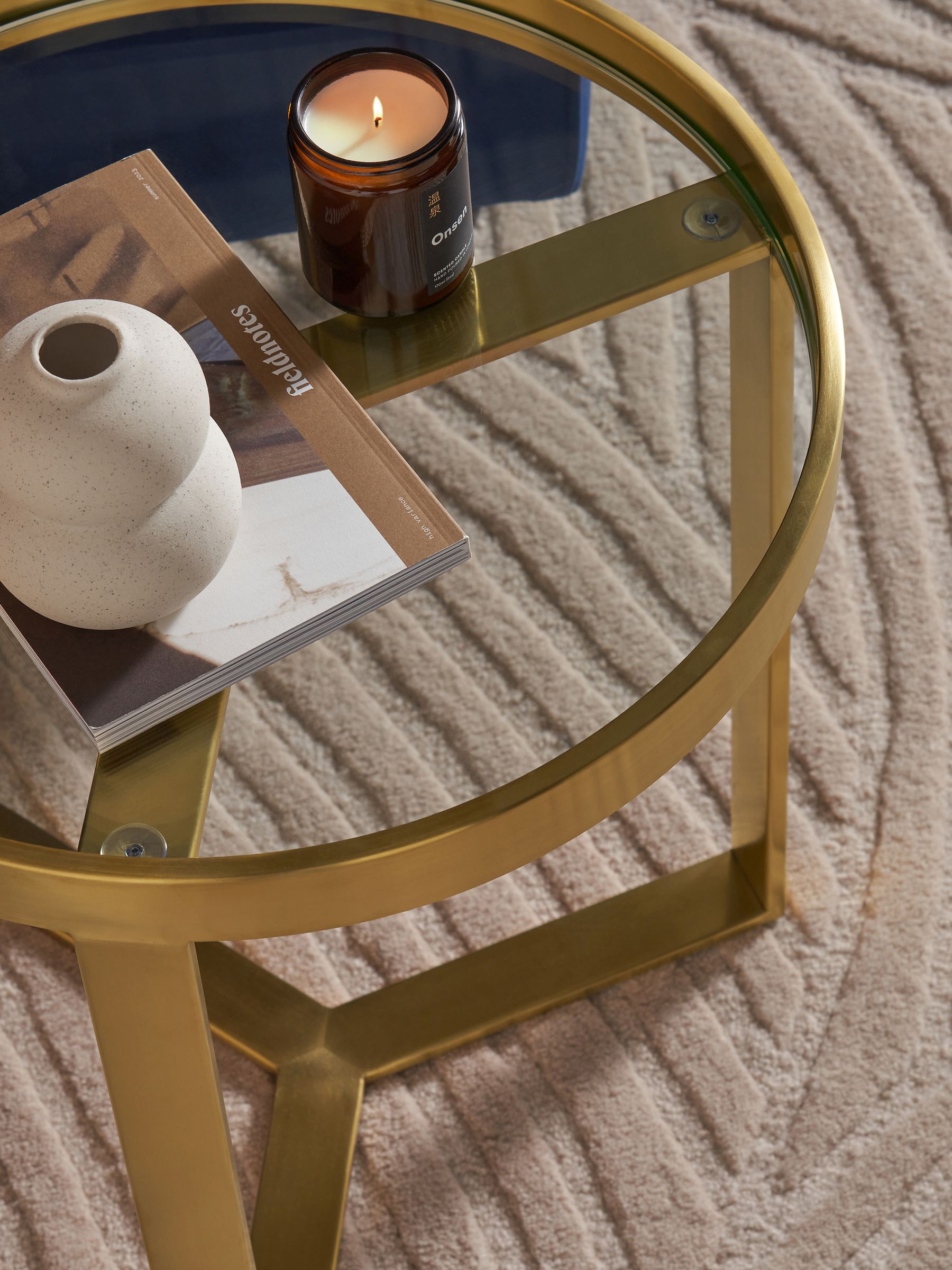 Aula Side Table in Brushed Brass/Glass - Image 2 of 4