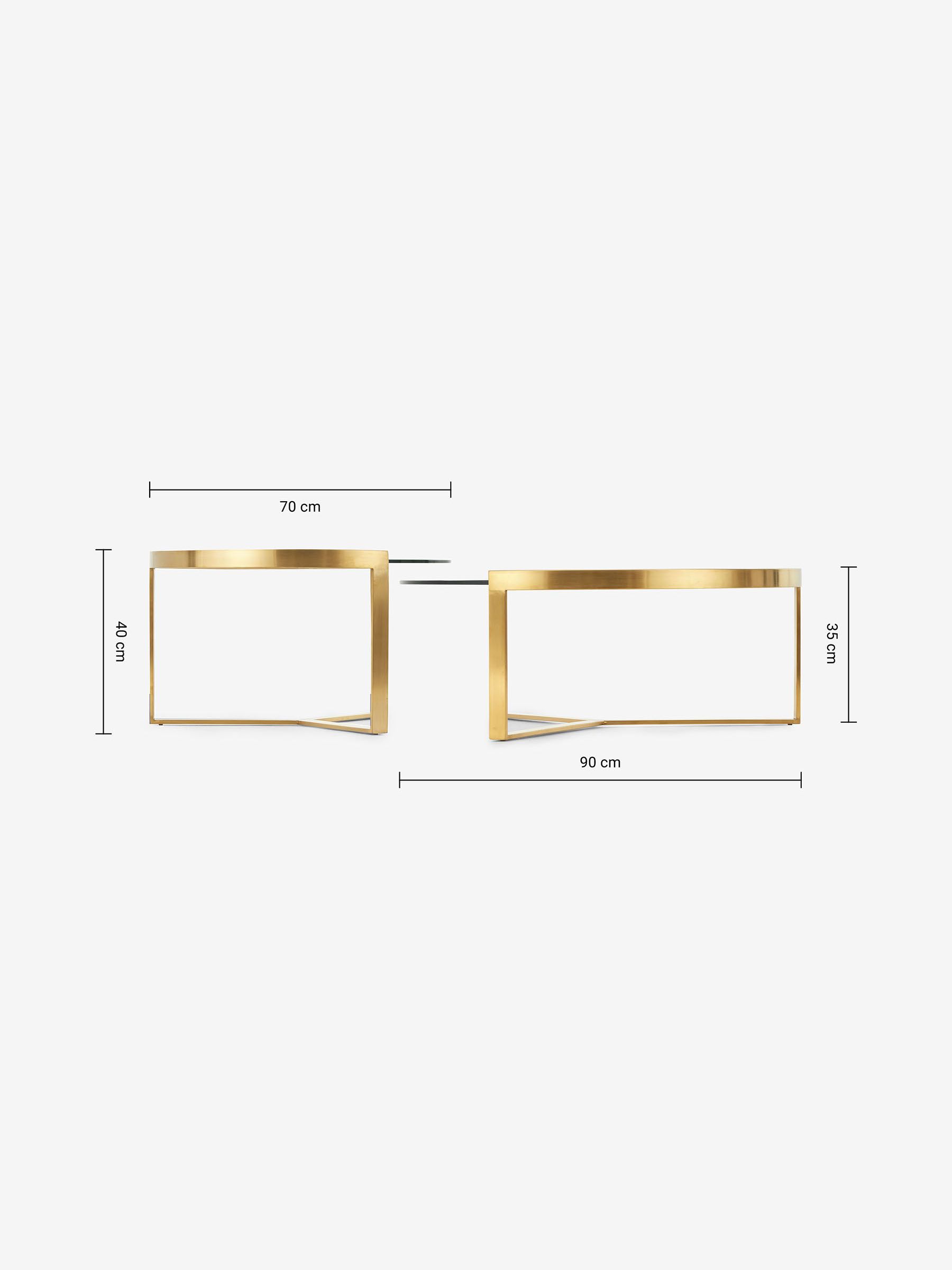 Aula Nest of 2 Round Coffee Table in Brushed Brass/Glass - Image 3 of 3