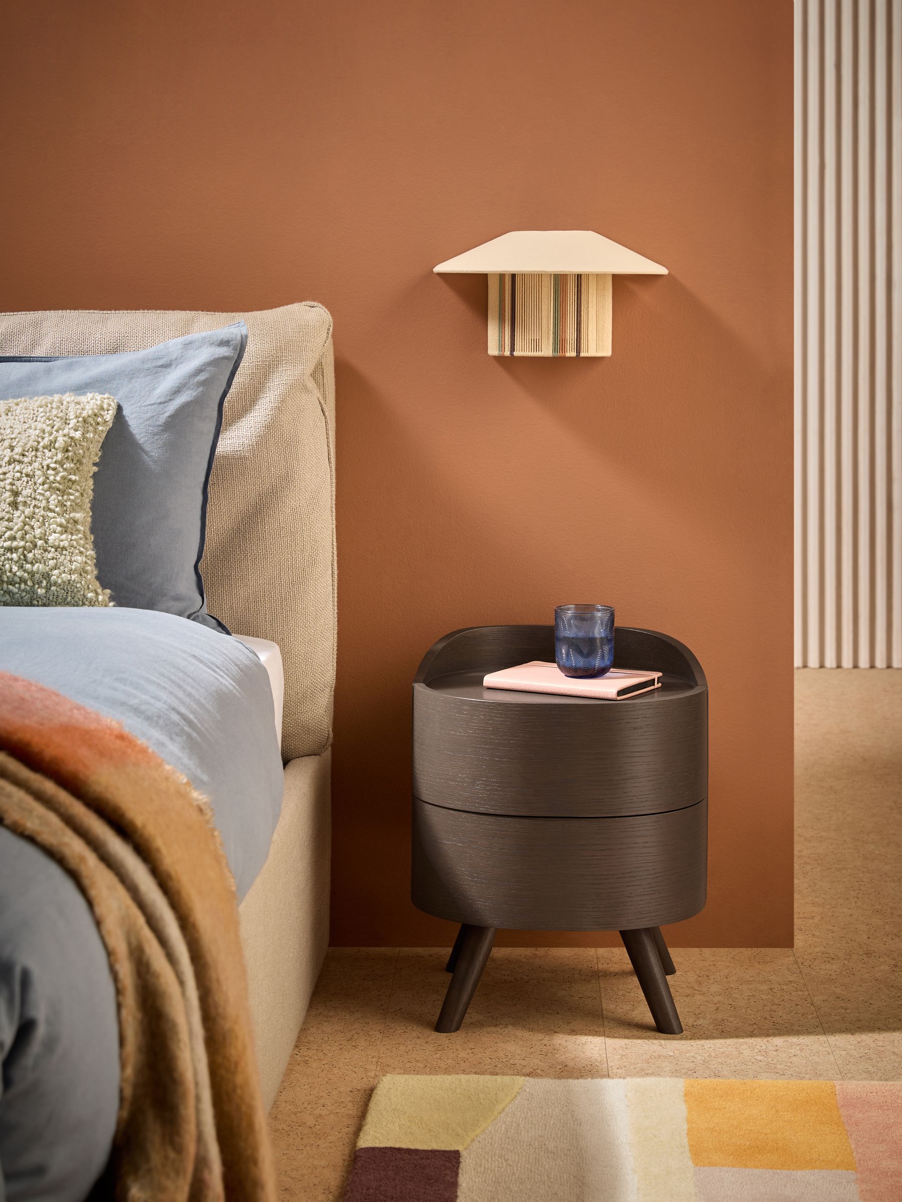 Odie 2 Drawer Bedside Table in Dark Stain Oak - Image 1 of 6