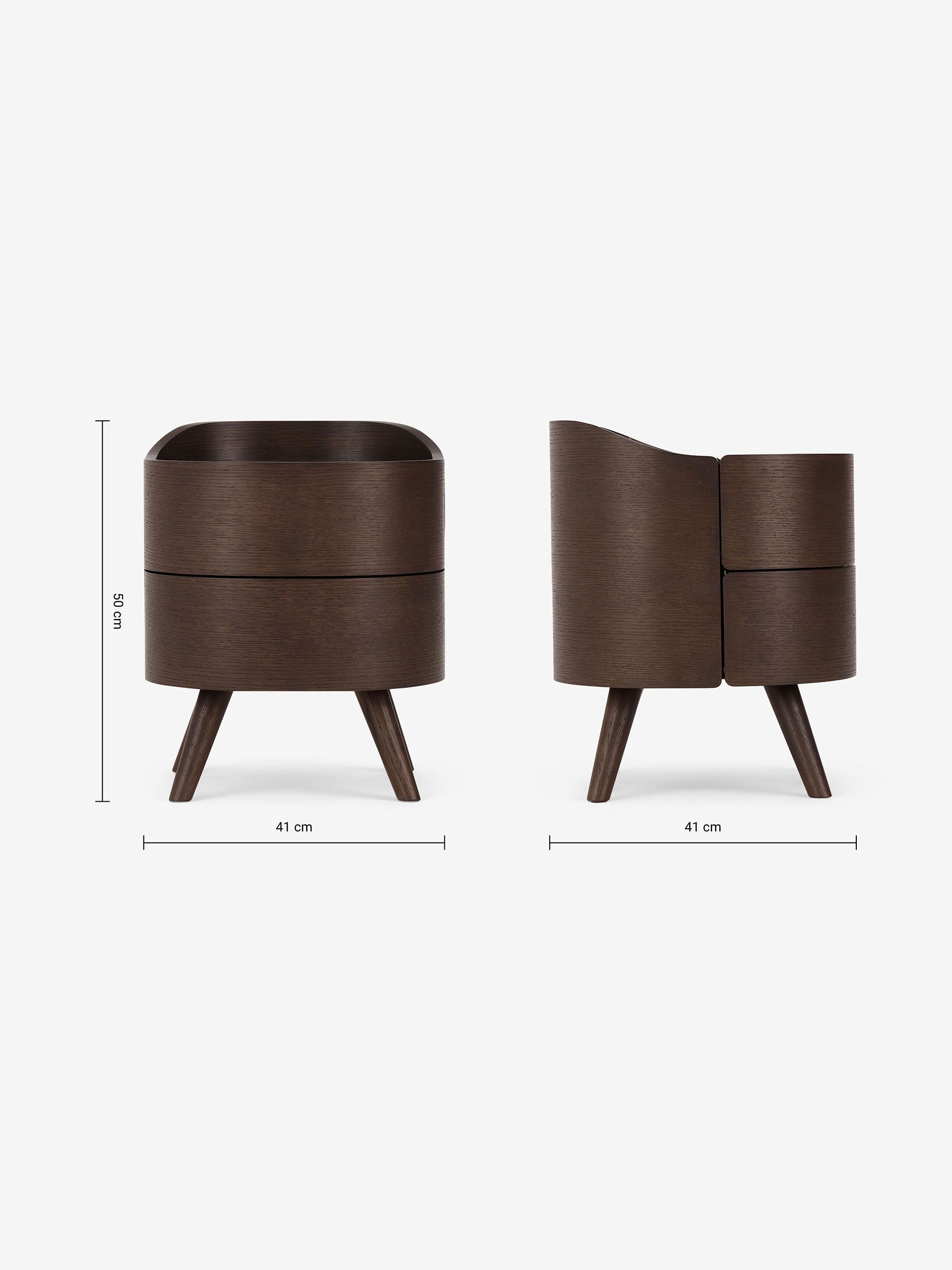 Odie 2 Drawer Bedside Table in Dark Stain Oak - Image 6 of 6