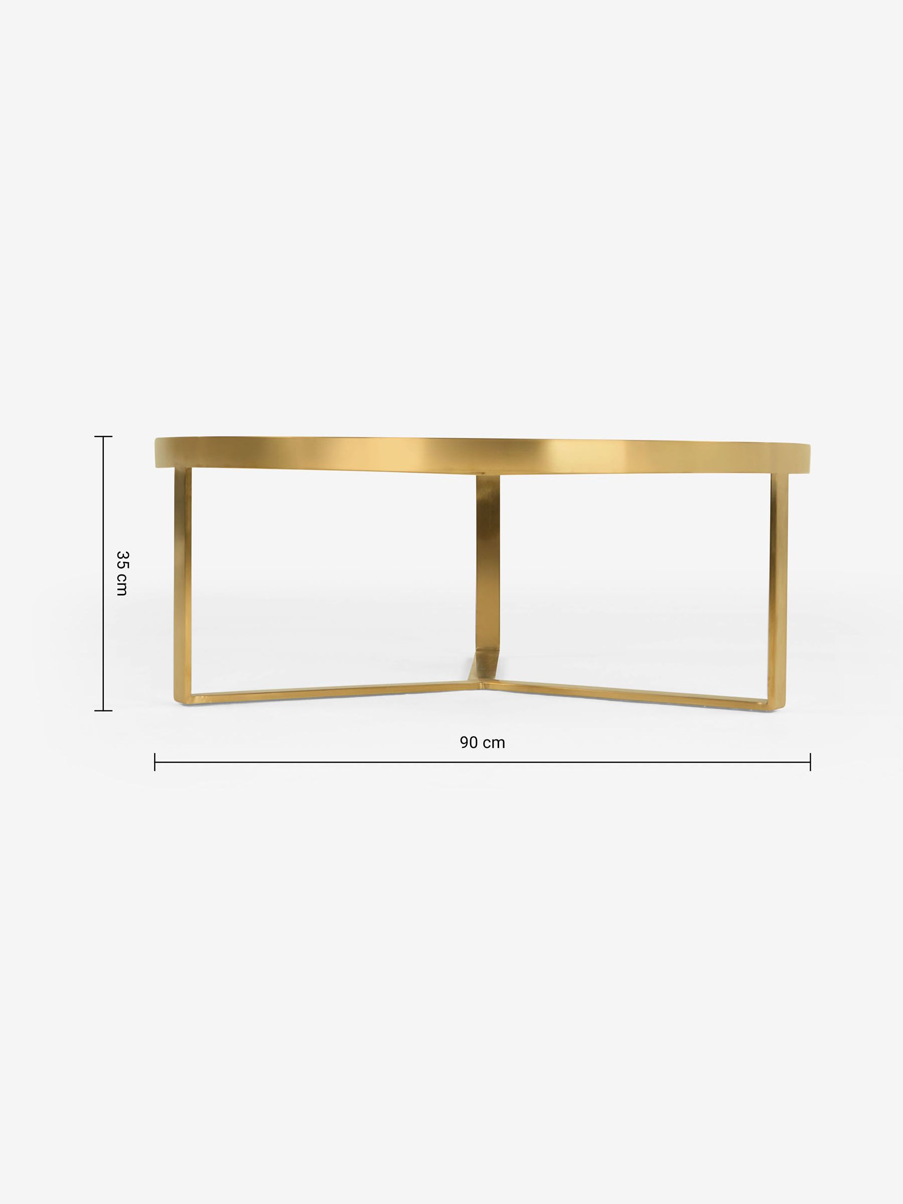 Aula Regular Round Coffee Table in Brushed Brass/Glass - Image 4 of 4