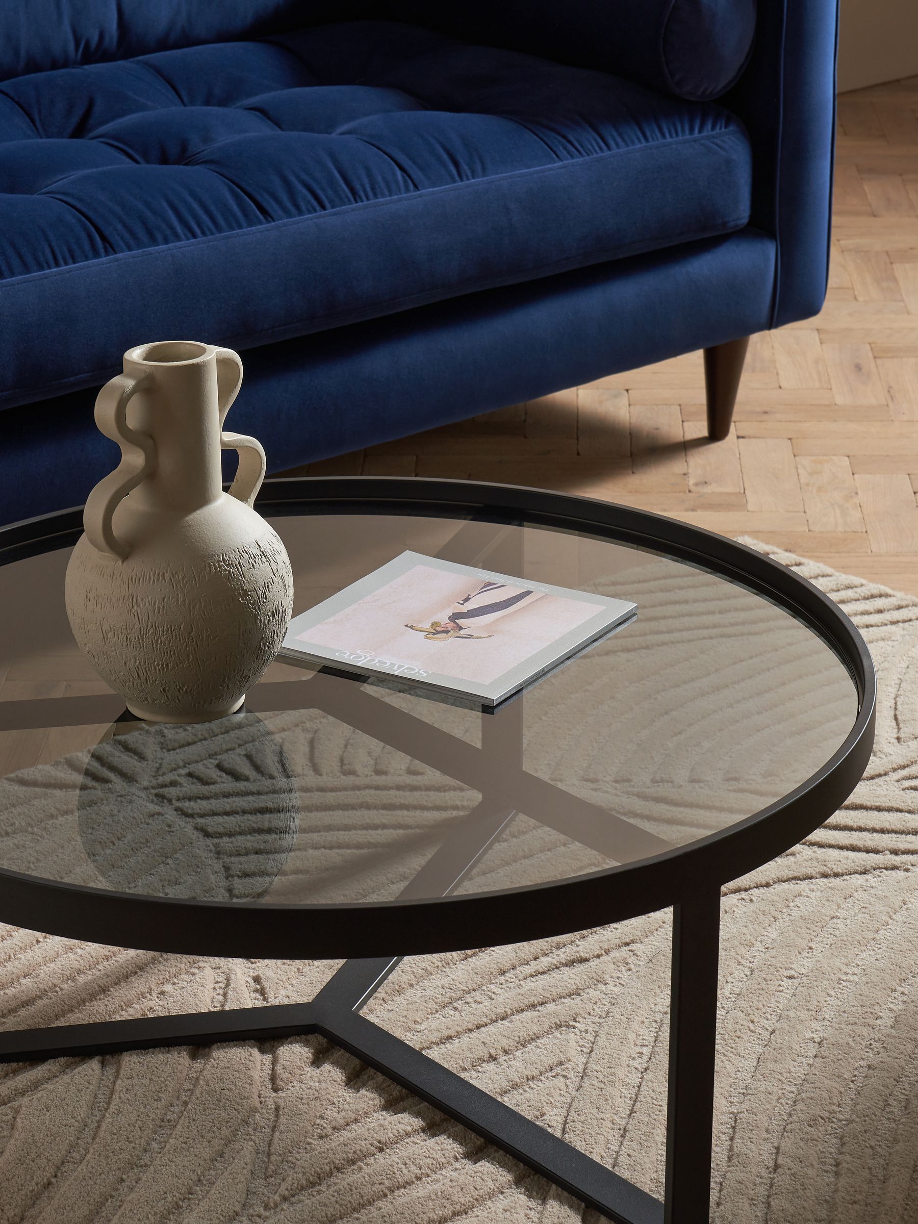 Aula Regular Round Coffee Table in Black/Grey Glass - Image 2 of 4