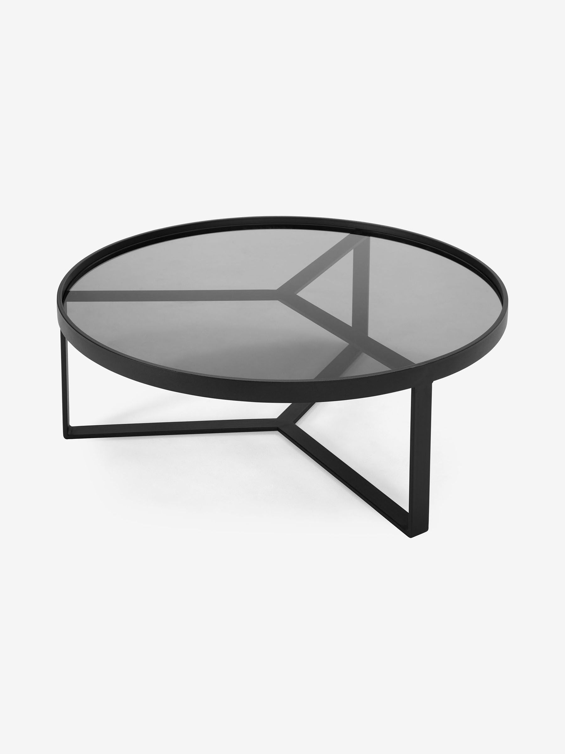 Aula Regular Round Coffee Table in Black/Grey Glass - Image 3 of 4