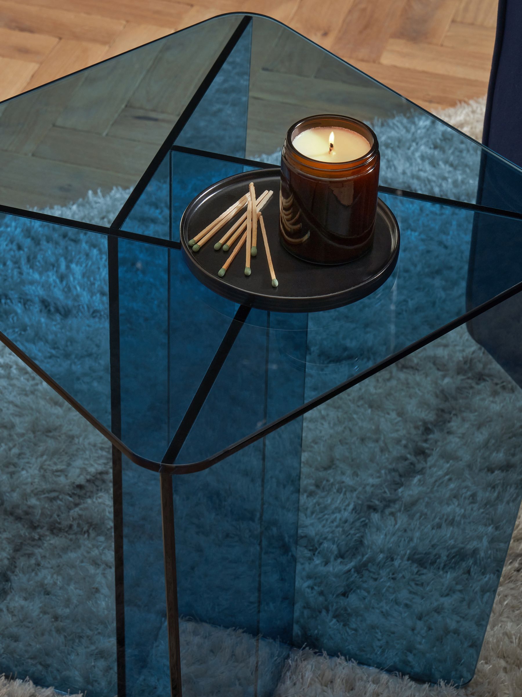 Oki Side Table in Blue Glass - Image 2 of 4
