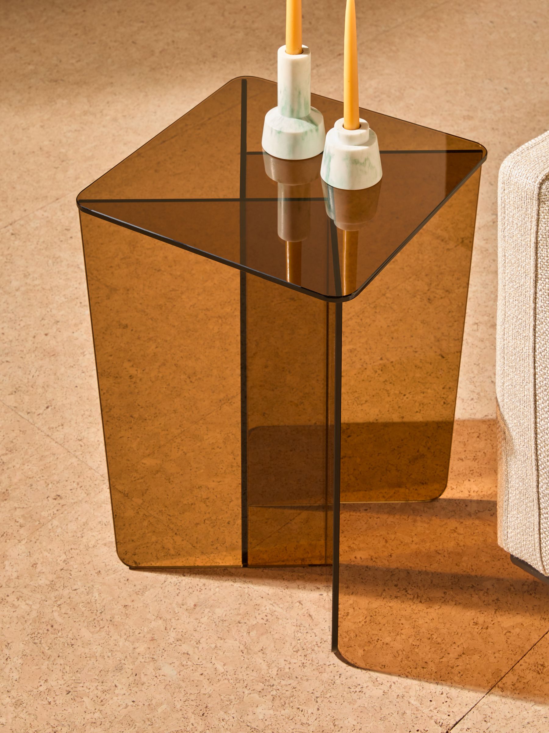 Oki Side Table in Caramel Glass - Image 2 of 6