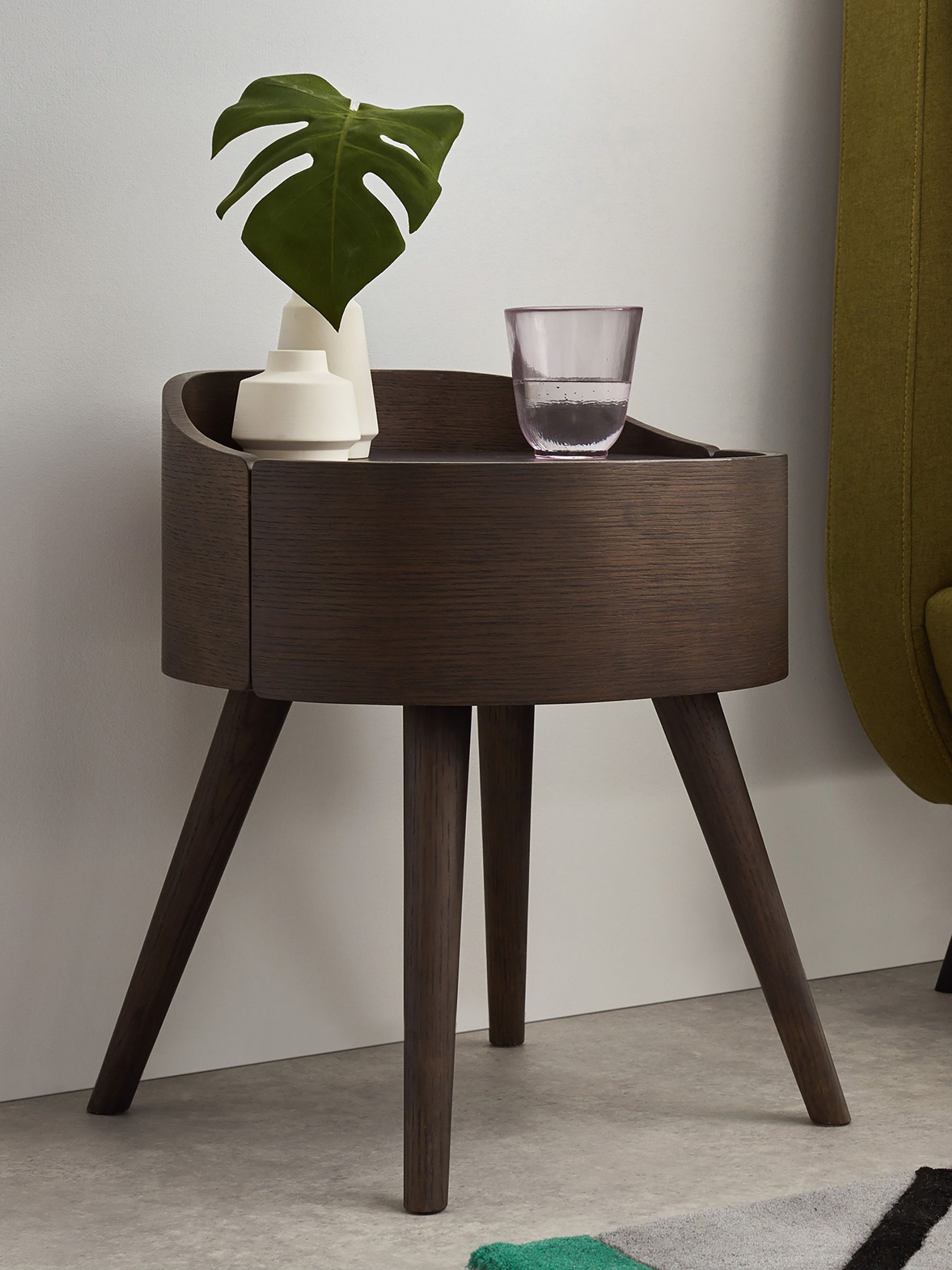 Odie 1 Drawer Bedside Table in Dark Stain Oak - Image 1 of 2