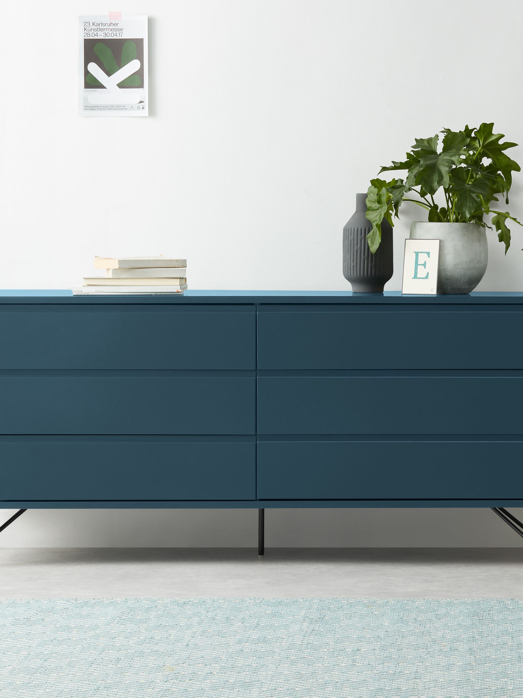 Wide Elona Chest of Drawers in Blue - Image 2 of 5