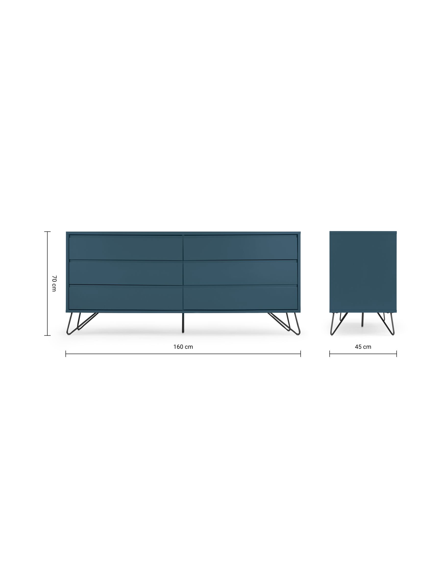 Wide Elona Chest of Drawers in Blue - Image 5 of 5