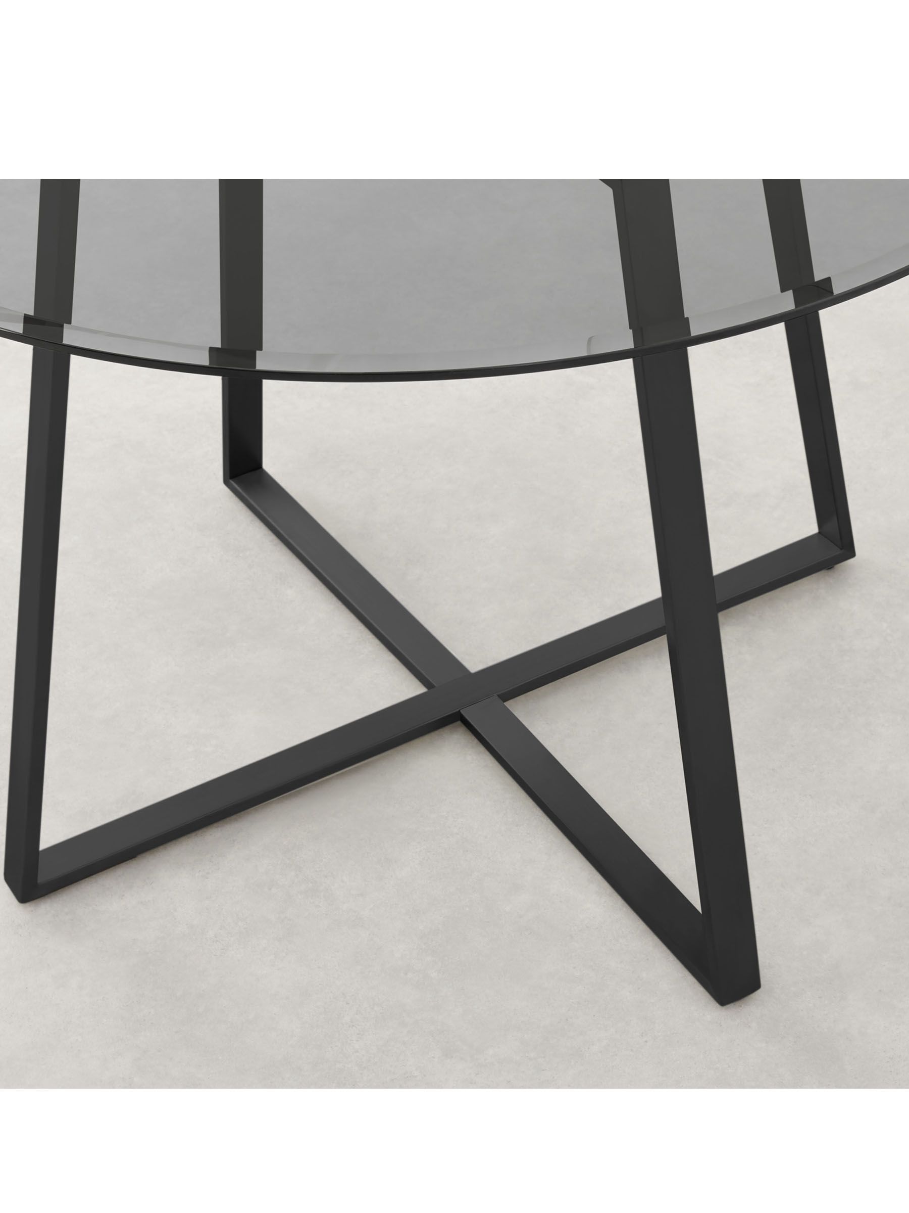 Haku 4 Seater Round Dining Table in Black & Smoked Glass - Image 5 of 5