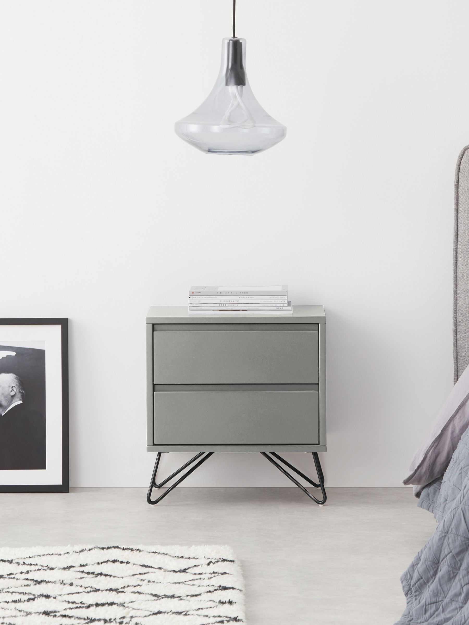 Elona Bedside Table in Grey - Image 2 of 4