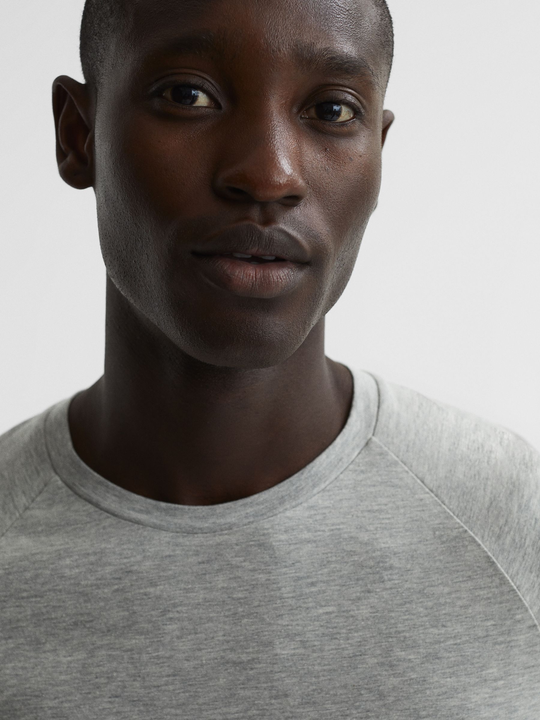 Slim Fit Crew Neck T-Shirt in Grey Melange - Image 4 of 7