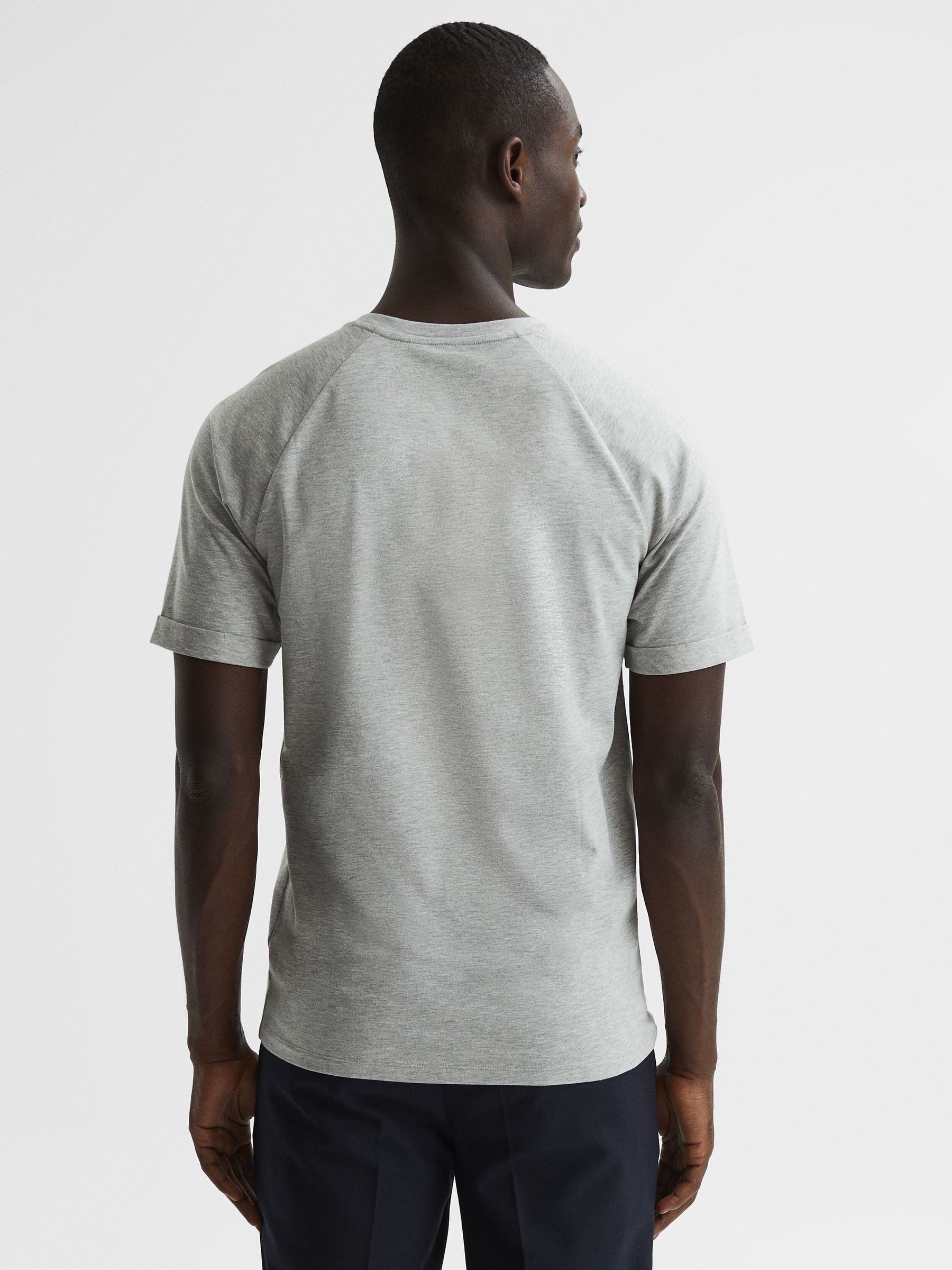 Slim Fit Crew Neck T-Shirt in Grey Melange - Image 5 of 7