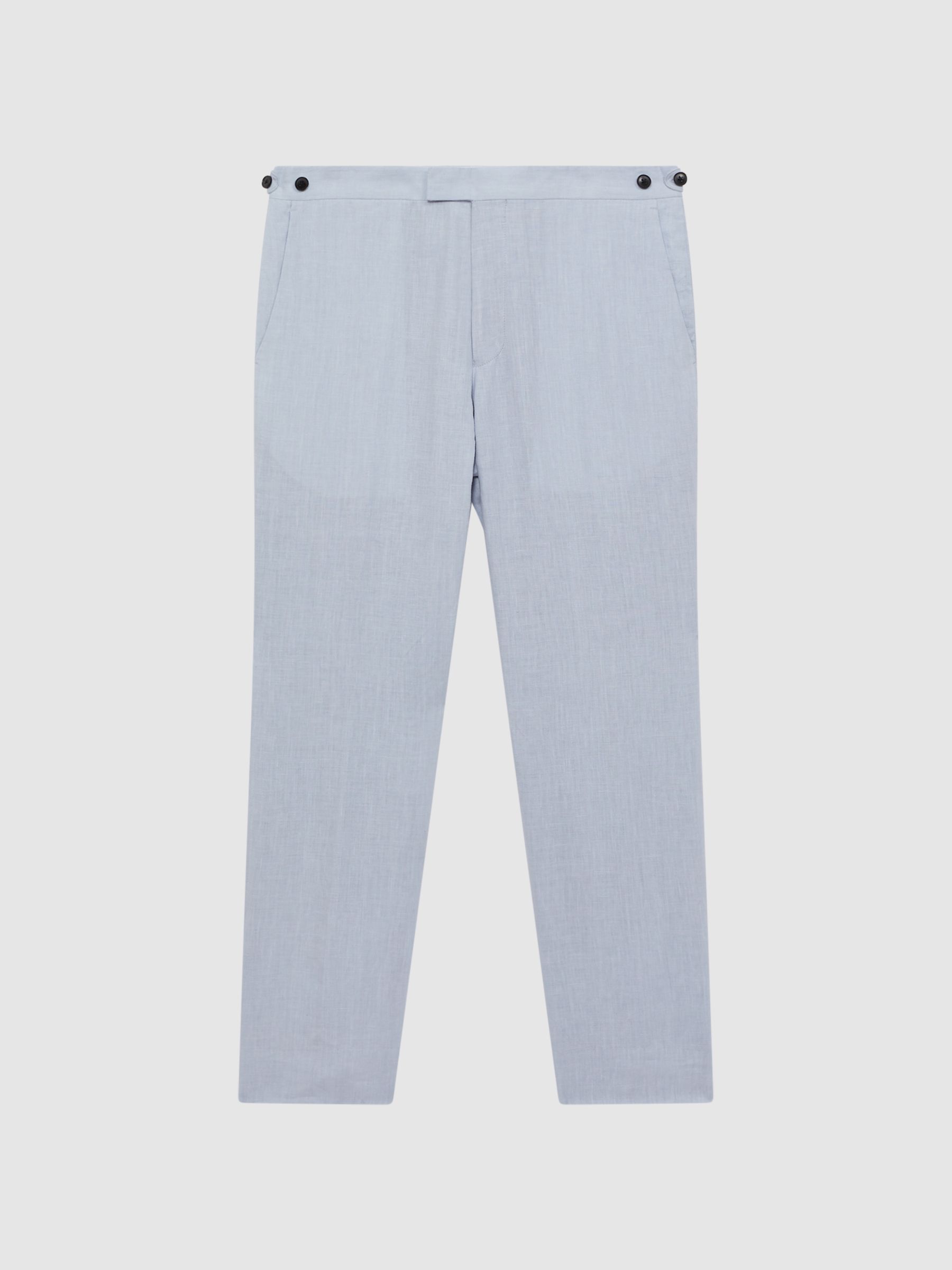 Slim Fit Linen Trousers in Soft Blue - Image 5 of 5