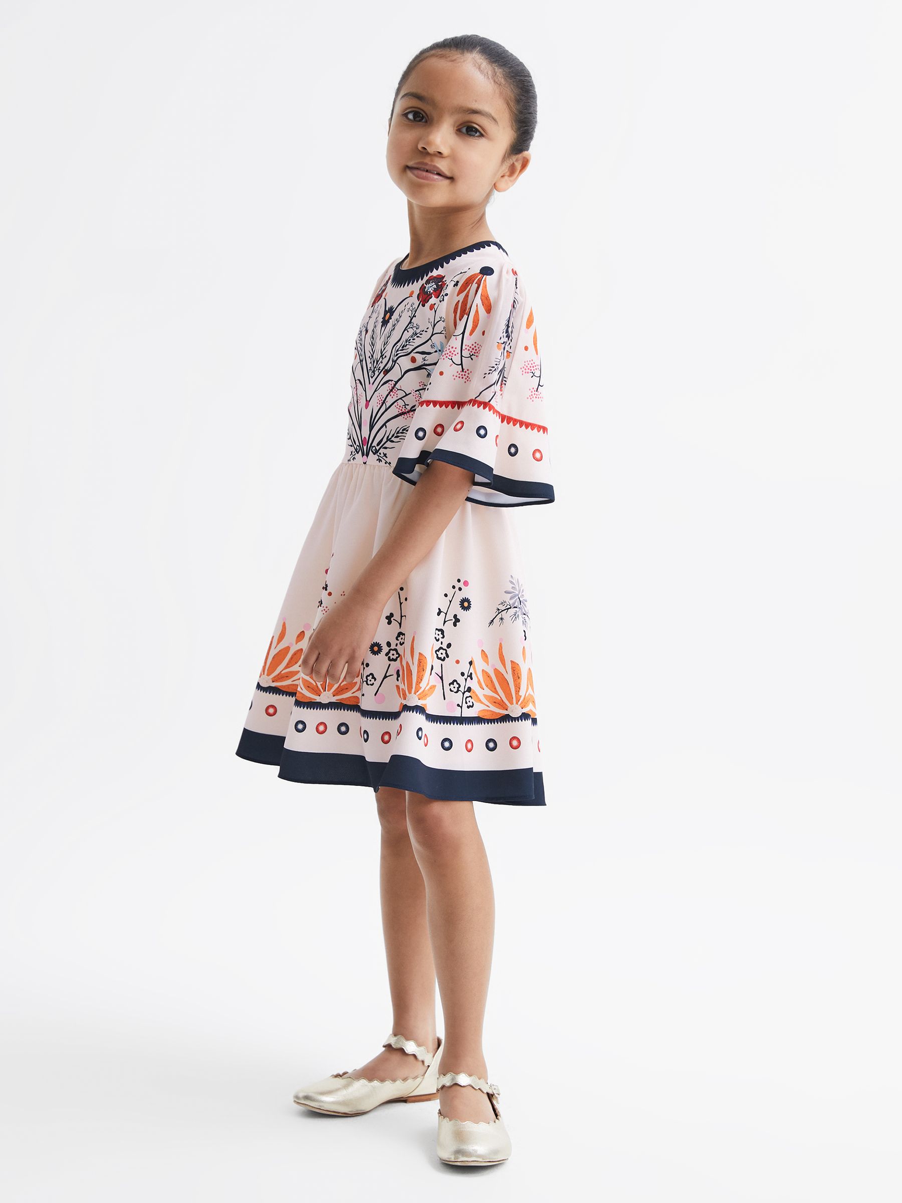 Senior Floral Printed Dress in Ivory - Image 1 of 7
