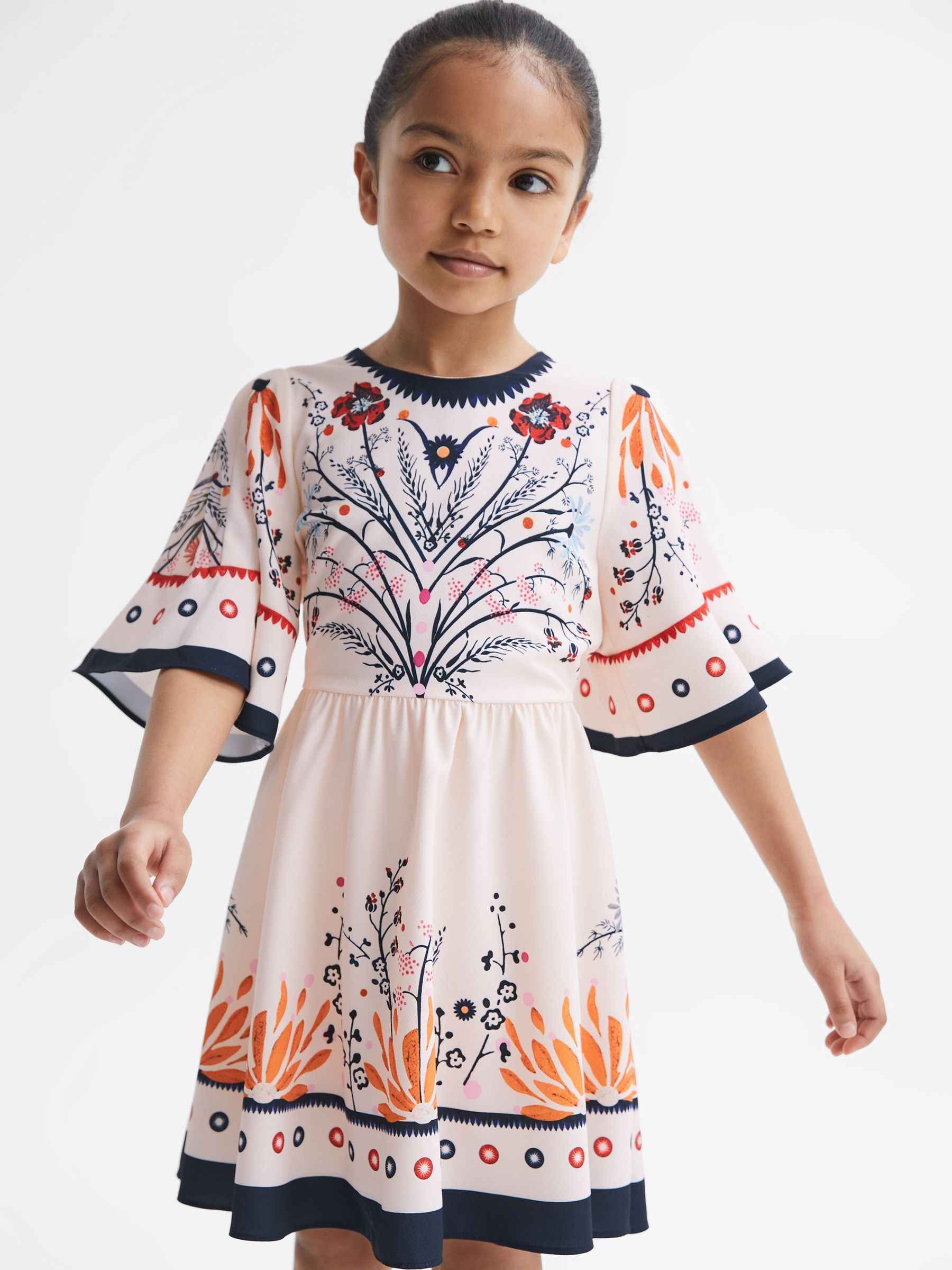 Senior Floral Printed Dress in Ivory - Image 3 of 7