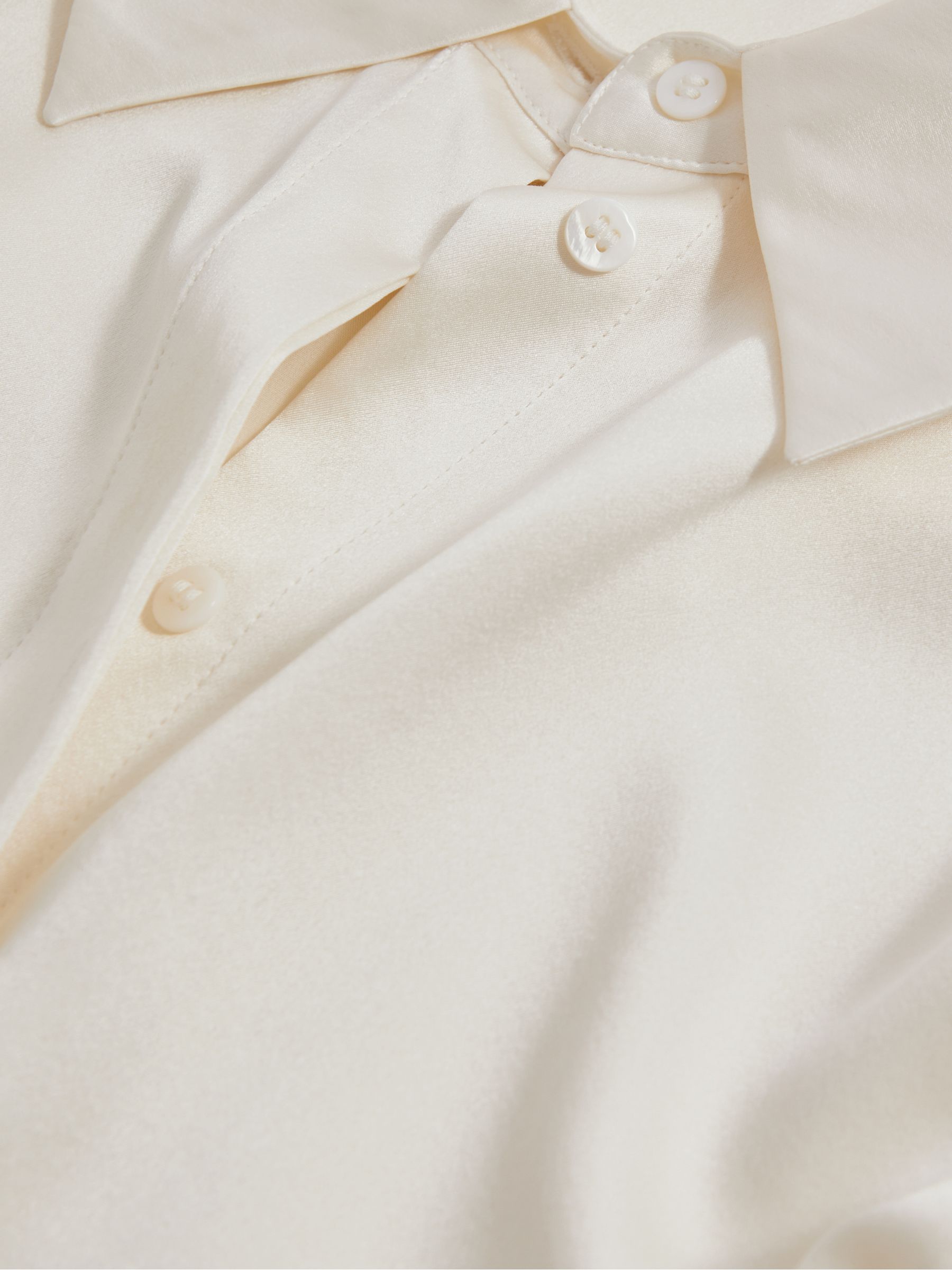 Silk Double-Cuff Button-Through Shirt in Ivory - Image 5 of 8