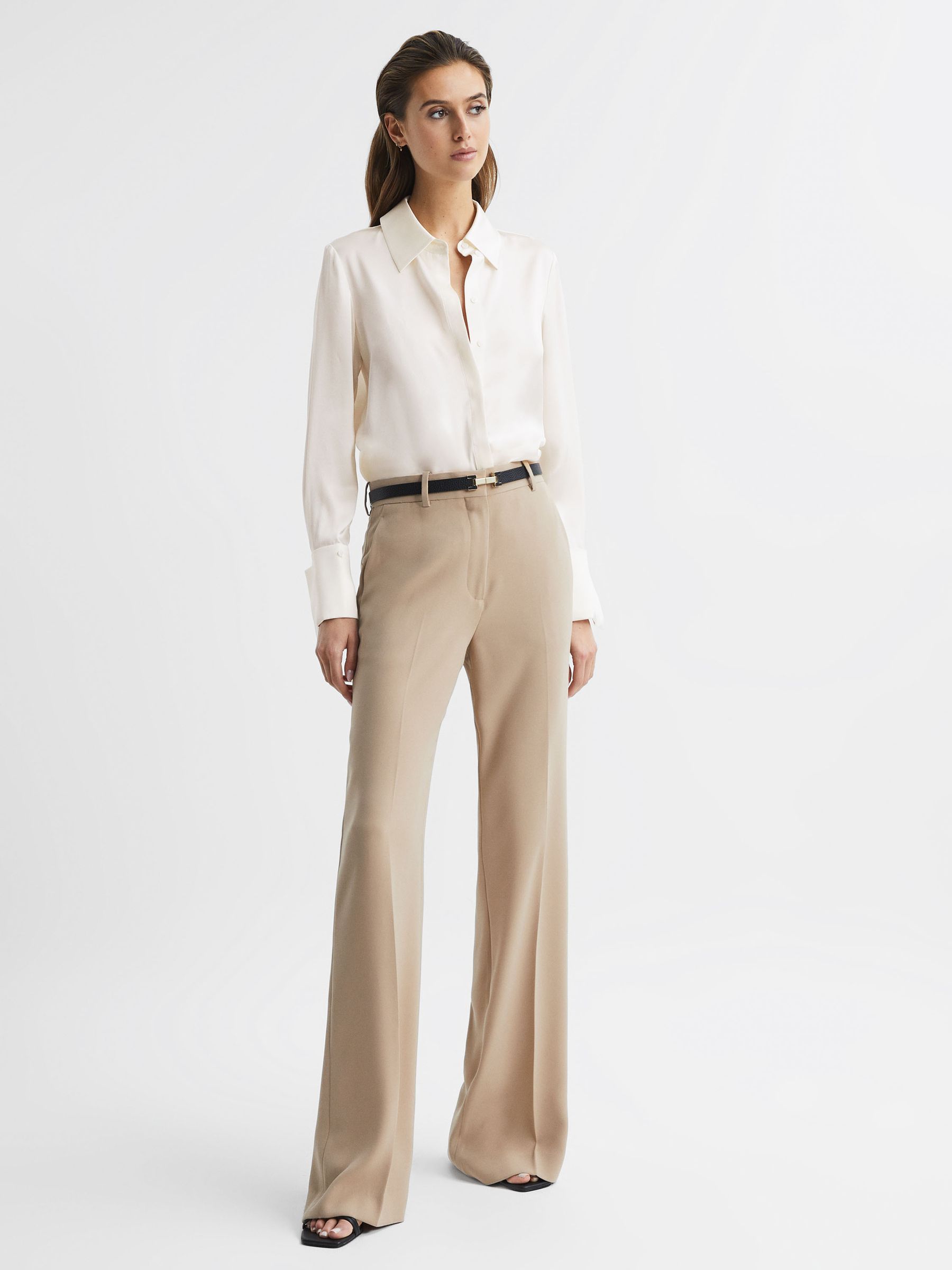 Silk Double-Cuff Button-Through Shirt in Ivory - Image 8 of 8