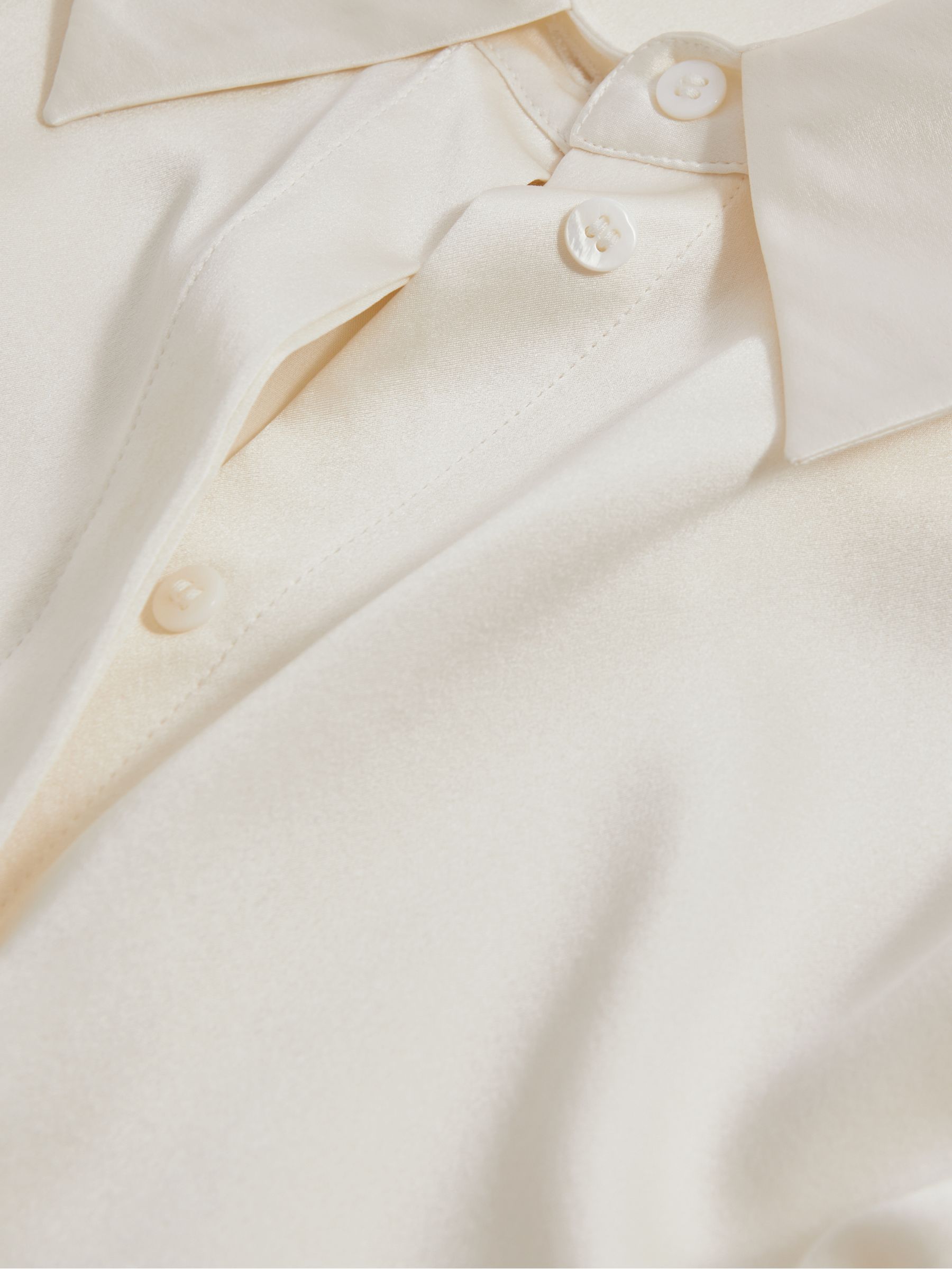 Petite Silk Double-Cuff Button-Through Shirt in Ivory - Image 4 of 8