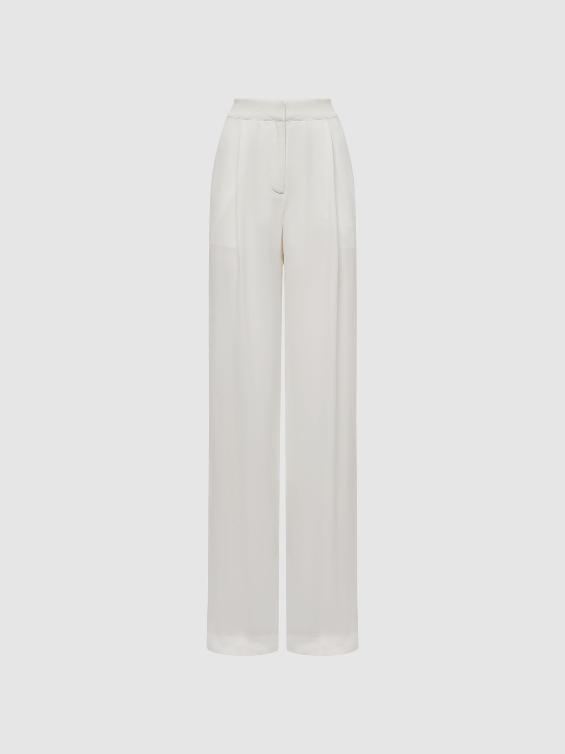 Mid Rise Wide Leg Trousers in Ivory - Image 2 of 7