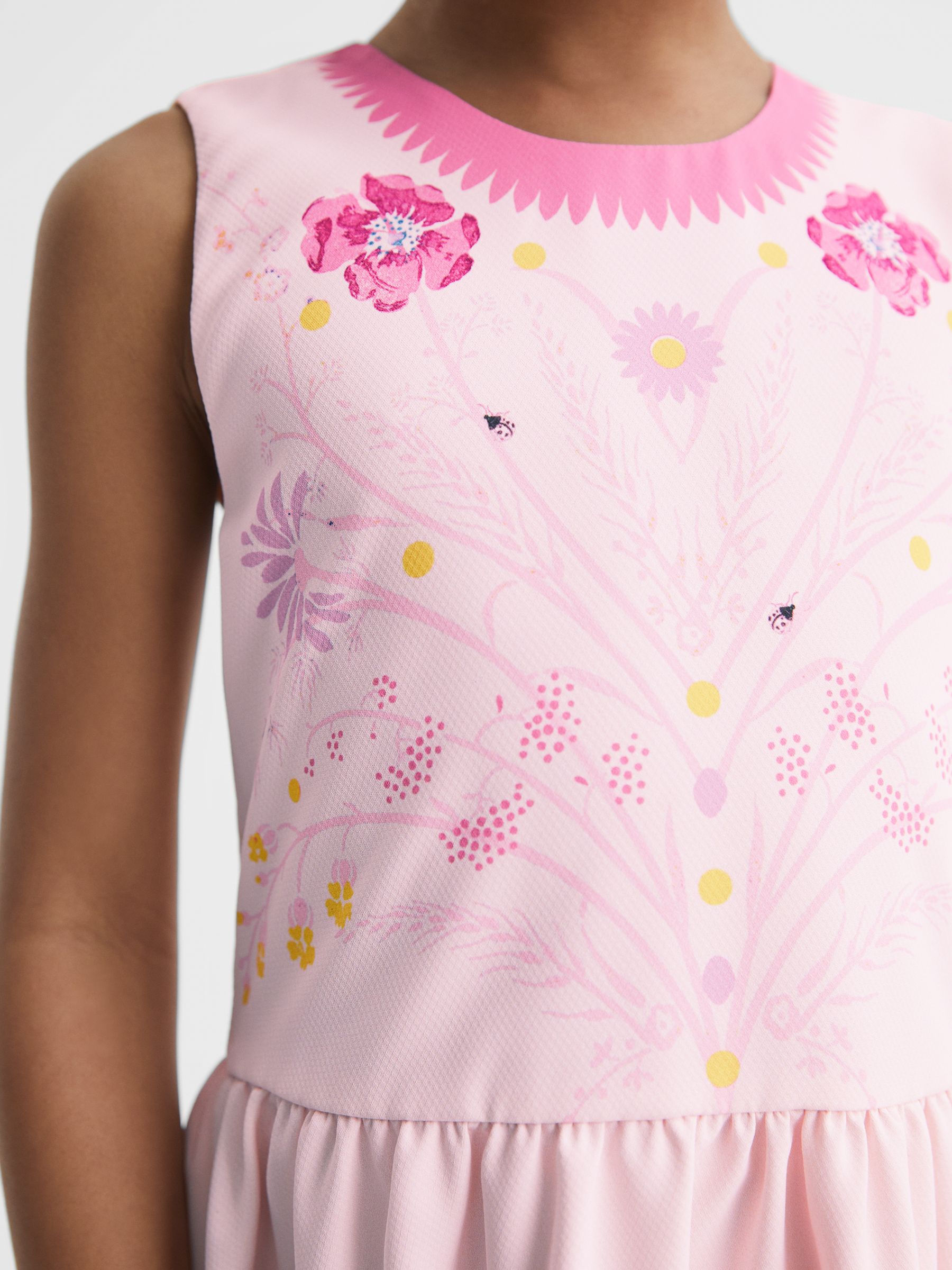 9-12 yrs Sleeveless Floral Print Dress in Pink - Image 4 of 6