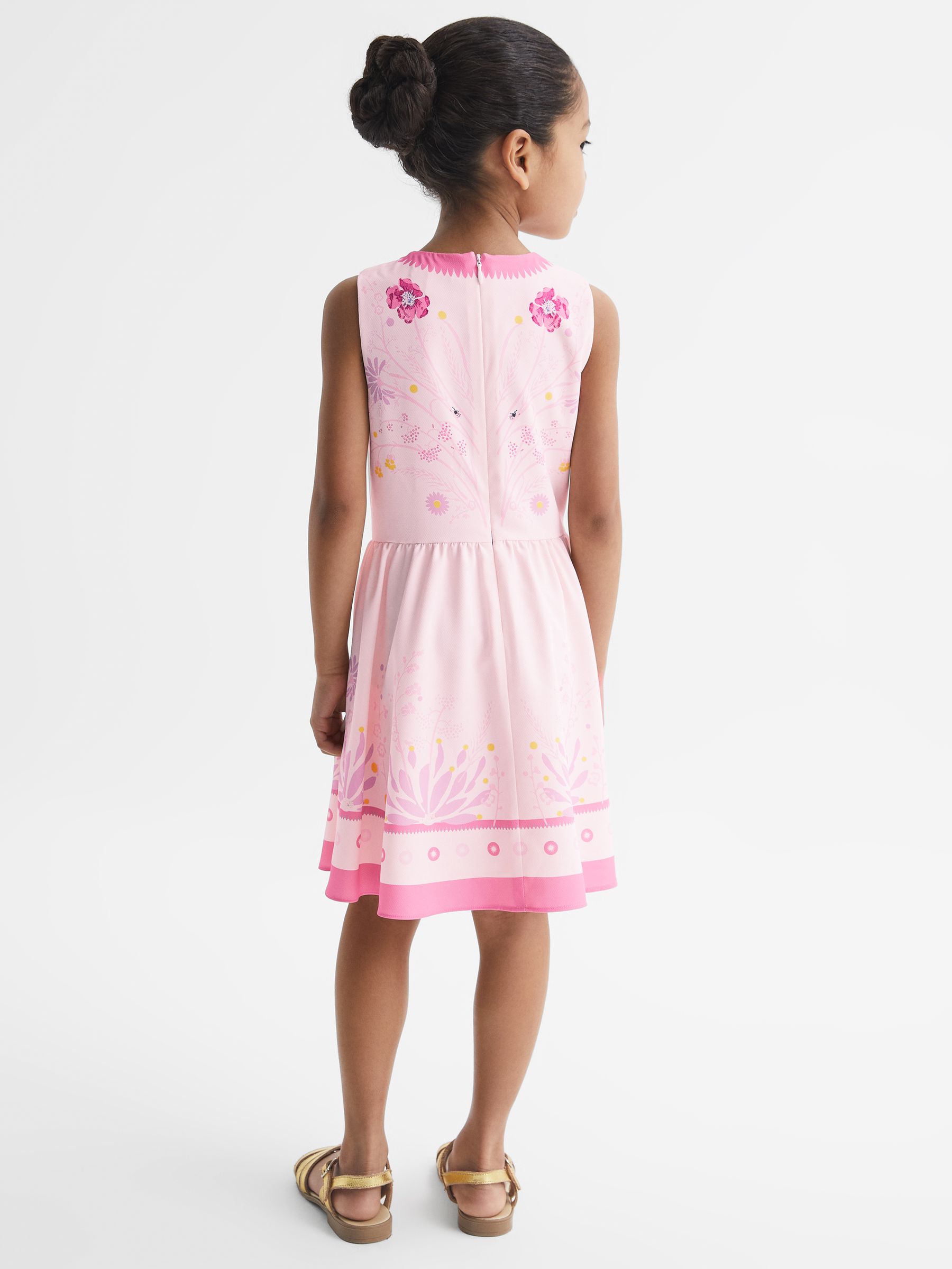 9-12 yrs Sleeveless Floral Print Dress in Pink - Image 5 of 6