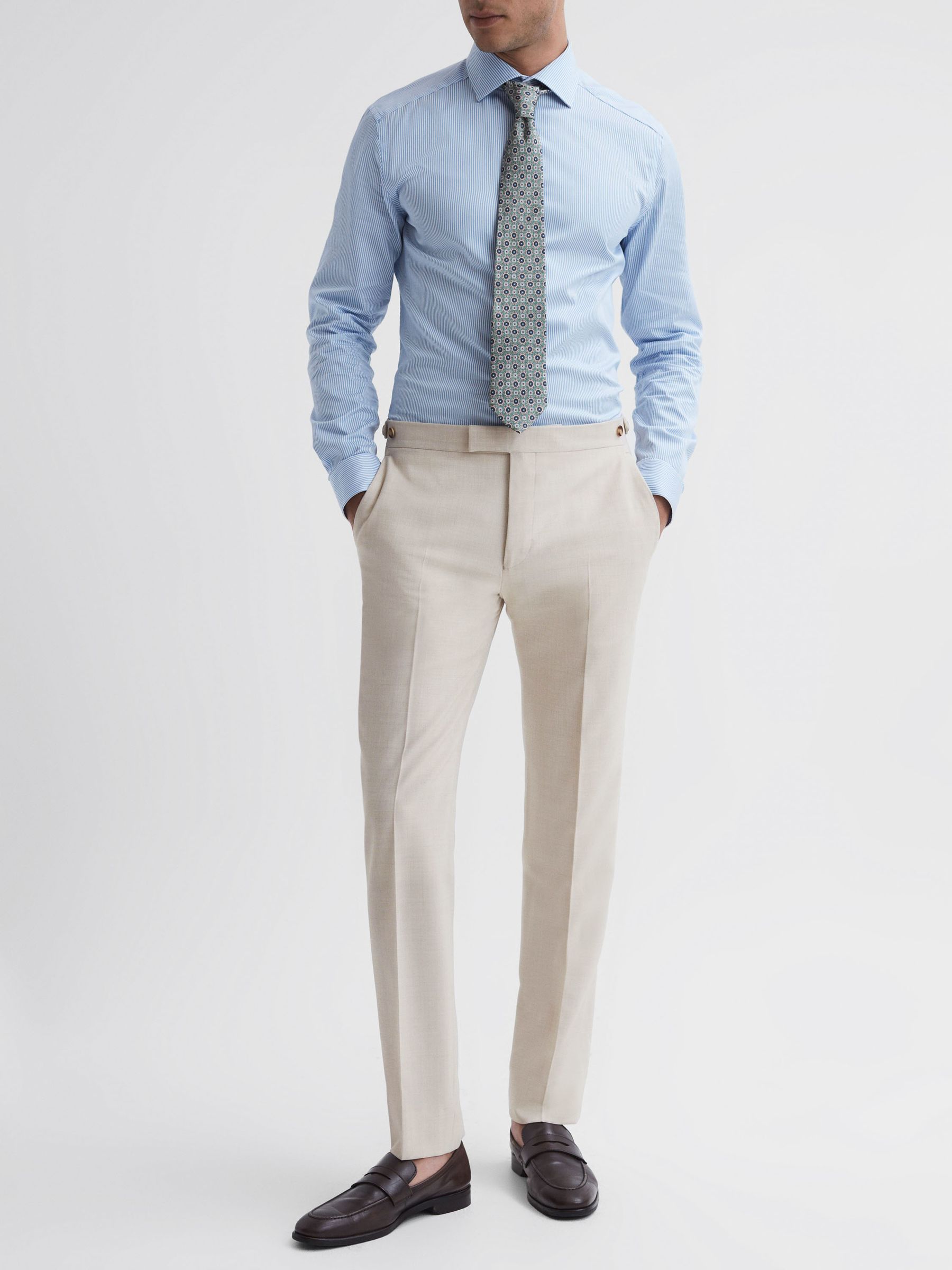 Slim Fit Side Adjuster Trousers in Stone - Image 1 of 5