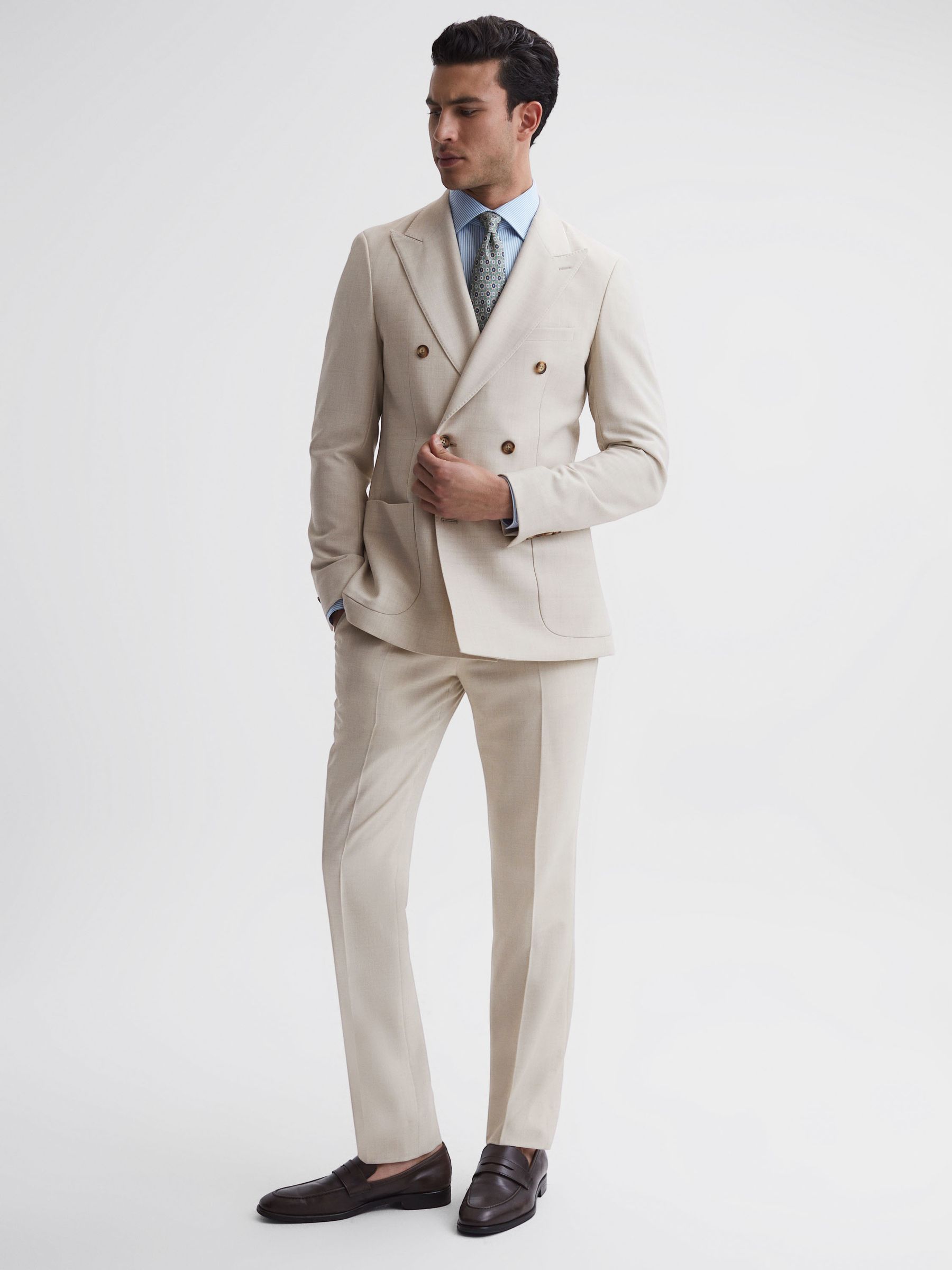 Slim Fit Side Adjuster Trousers in Stone - Image 3 of 5