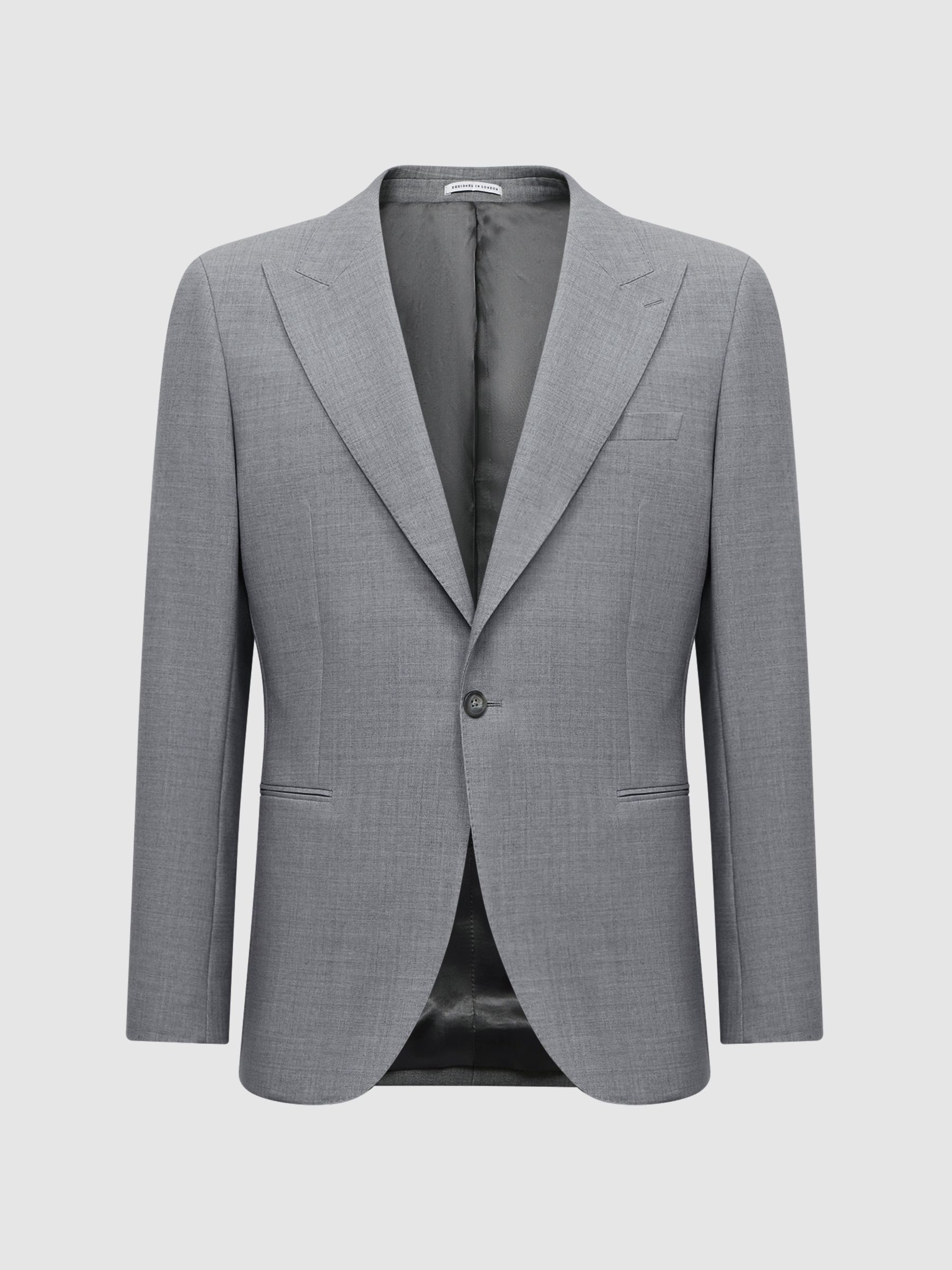Slim Fit Single Breasted Wool Blend Blazer in Soft Grey - Image 2 of 6
