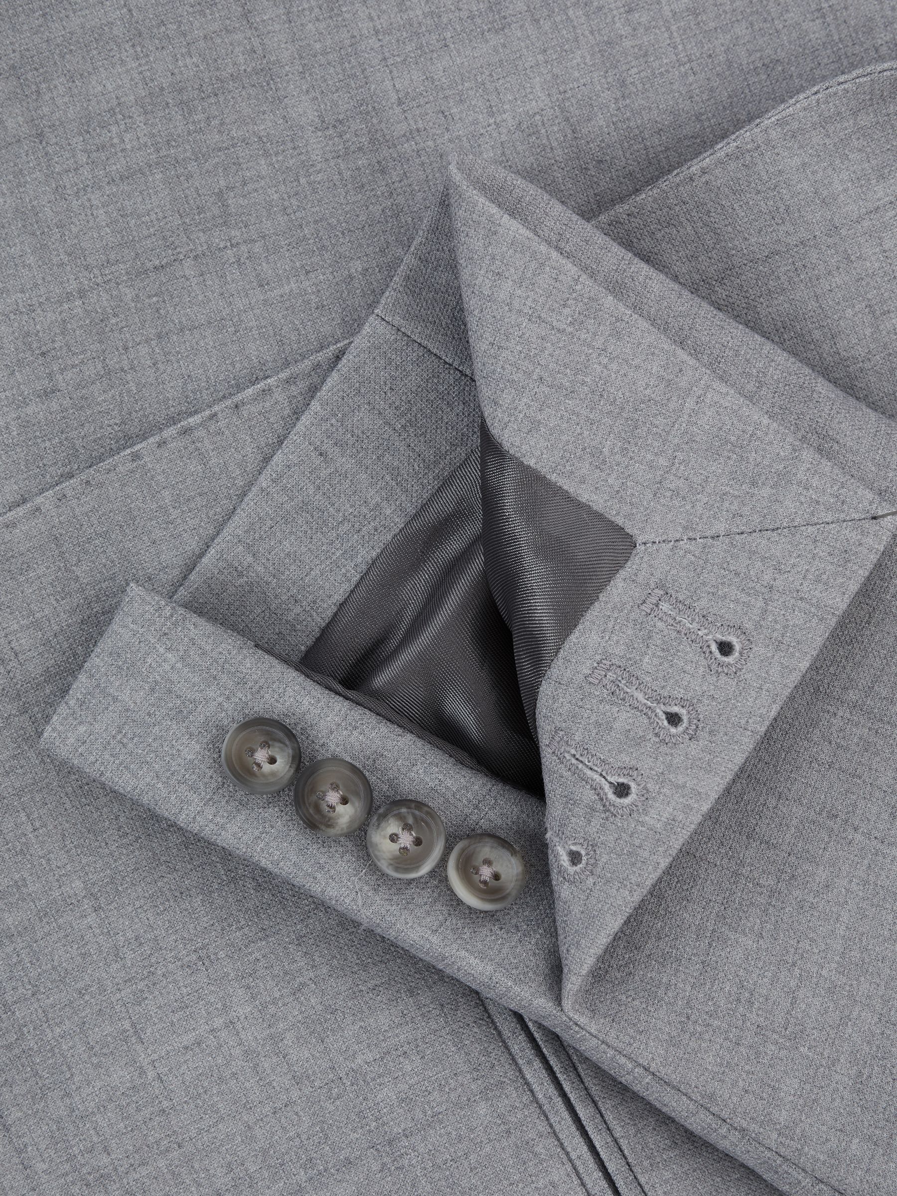 Slim Fit Single Breasted Wool Blend Blazer in Soft Grey - Image 5 of 6