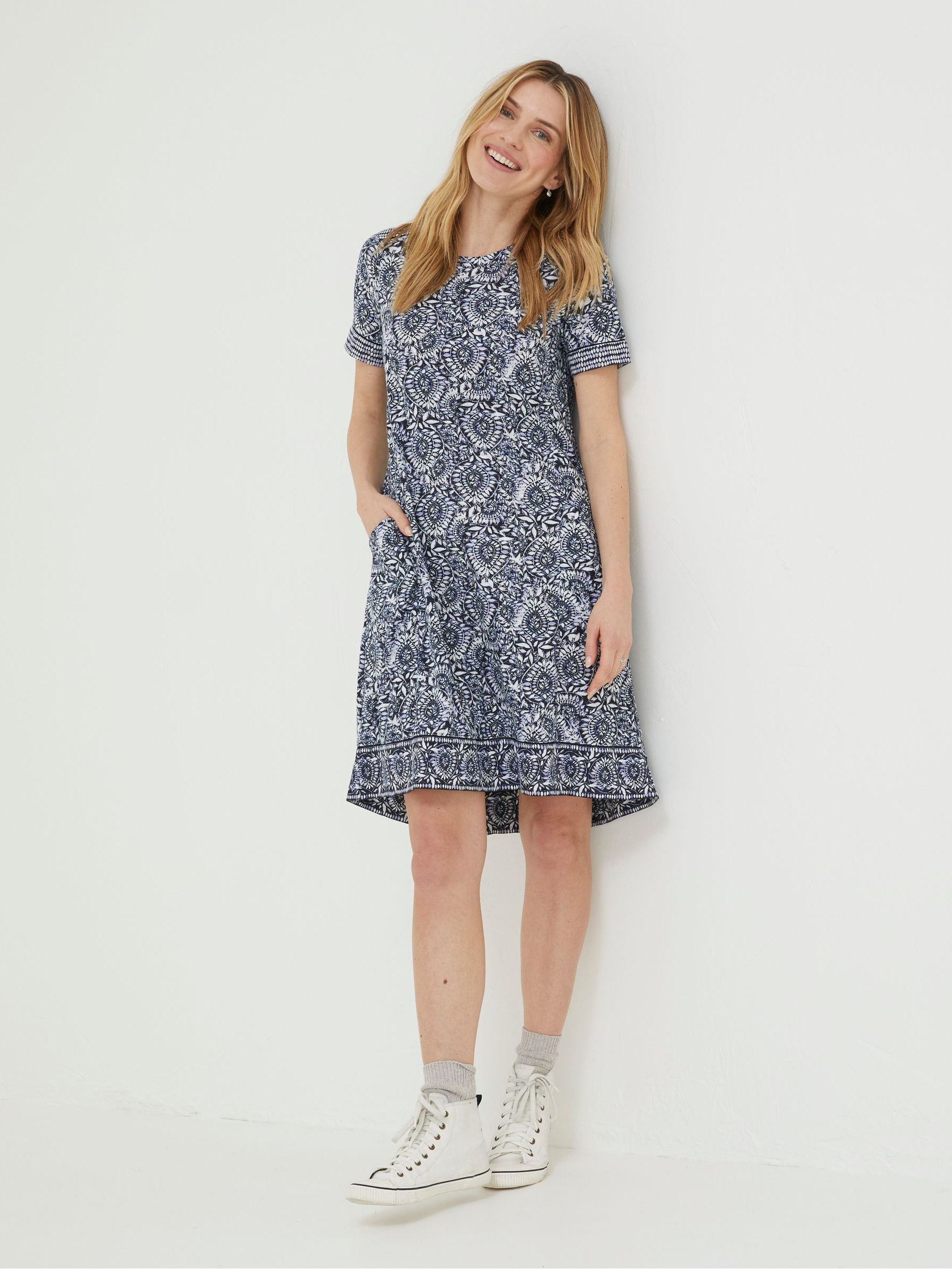 Blue Simone Batik Jersey Dress - Image 1 of 6 Blue Simone Batik Jersey Dress - Image 1 of 6