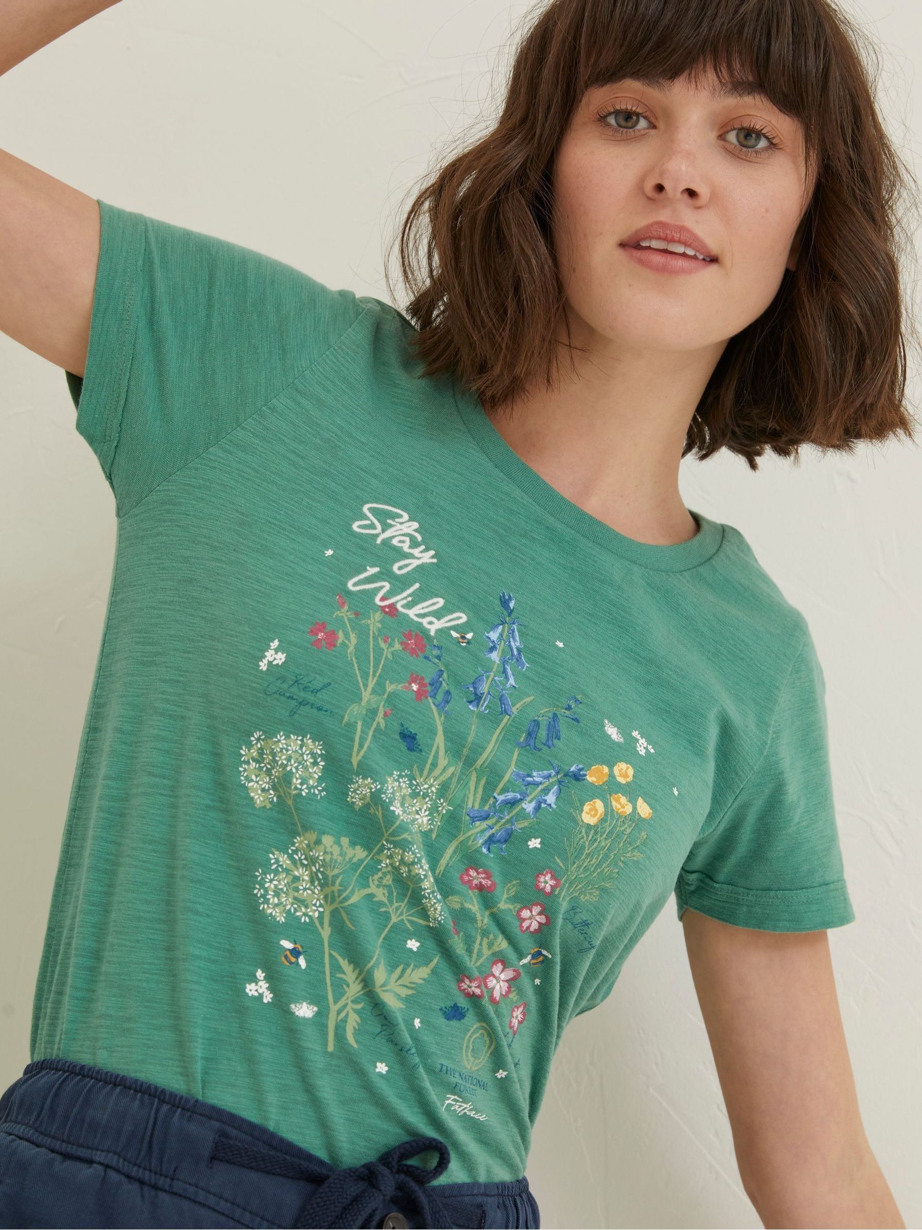 Green National Forest Floral Graphic T-Shirt - Image 5 of 6