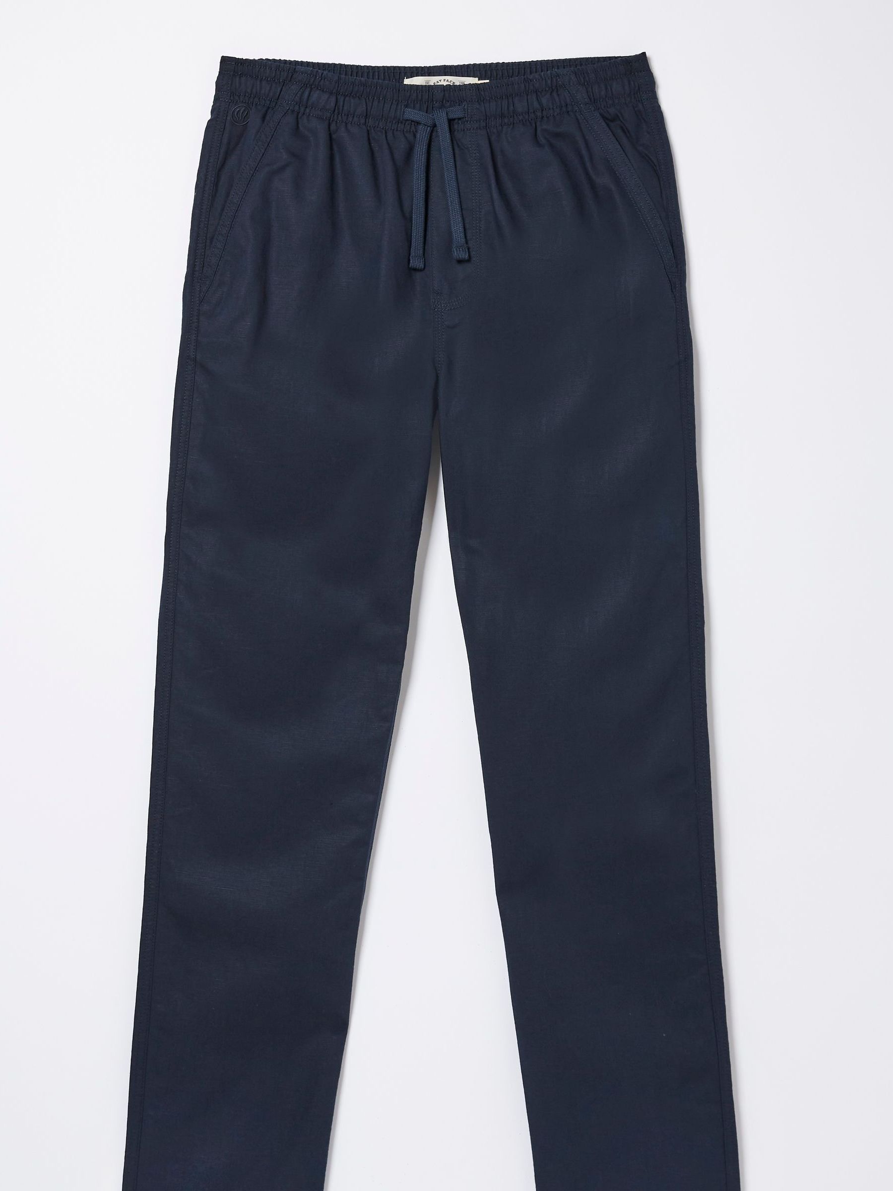 Blue Straight Cotton Linen Trousers - Image 4 of 4 Blue Straight Cotton Linen Trousers - Image 4 of 4