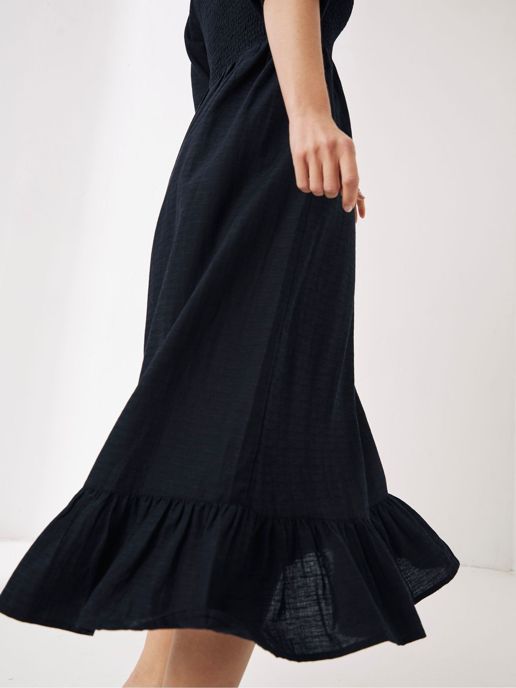 Adele Black Midi Dress With Linen - Image 4 of 6