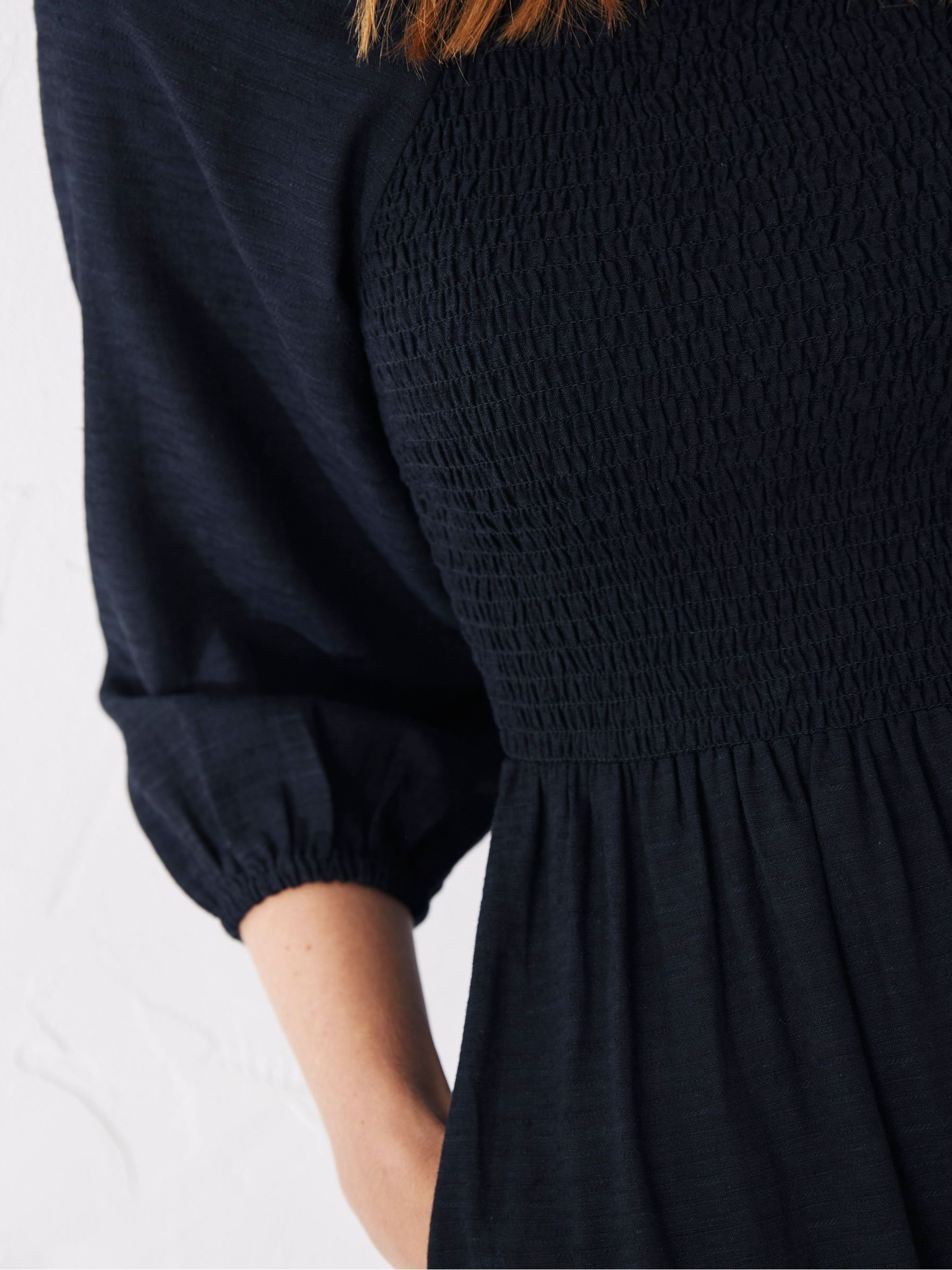 Adele Black Midi Dress With Linen - Image 5 of 6