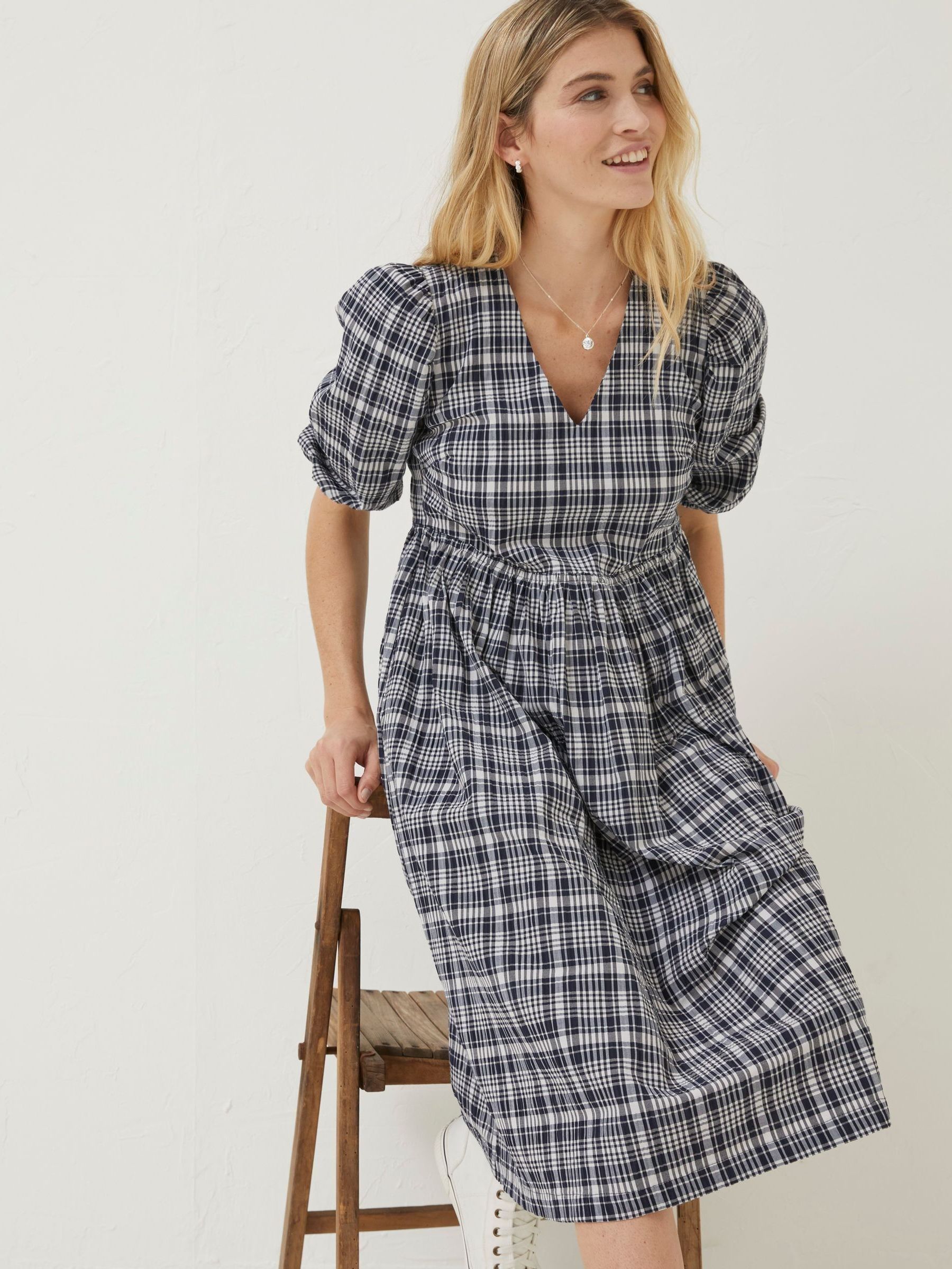 Blue Hannah Check Midi Dress - Image 3 of 6