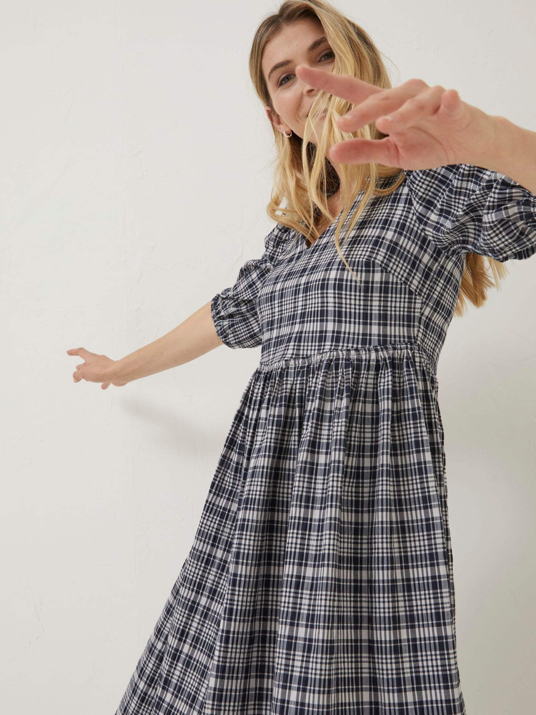 Blue Hannah Check Midi Dress - Image 4 of 6