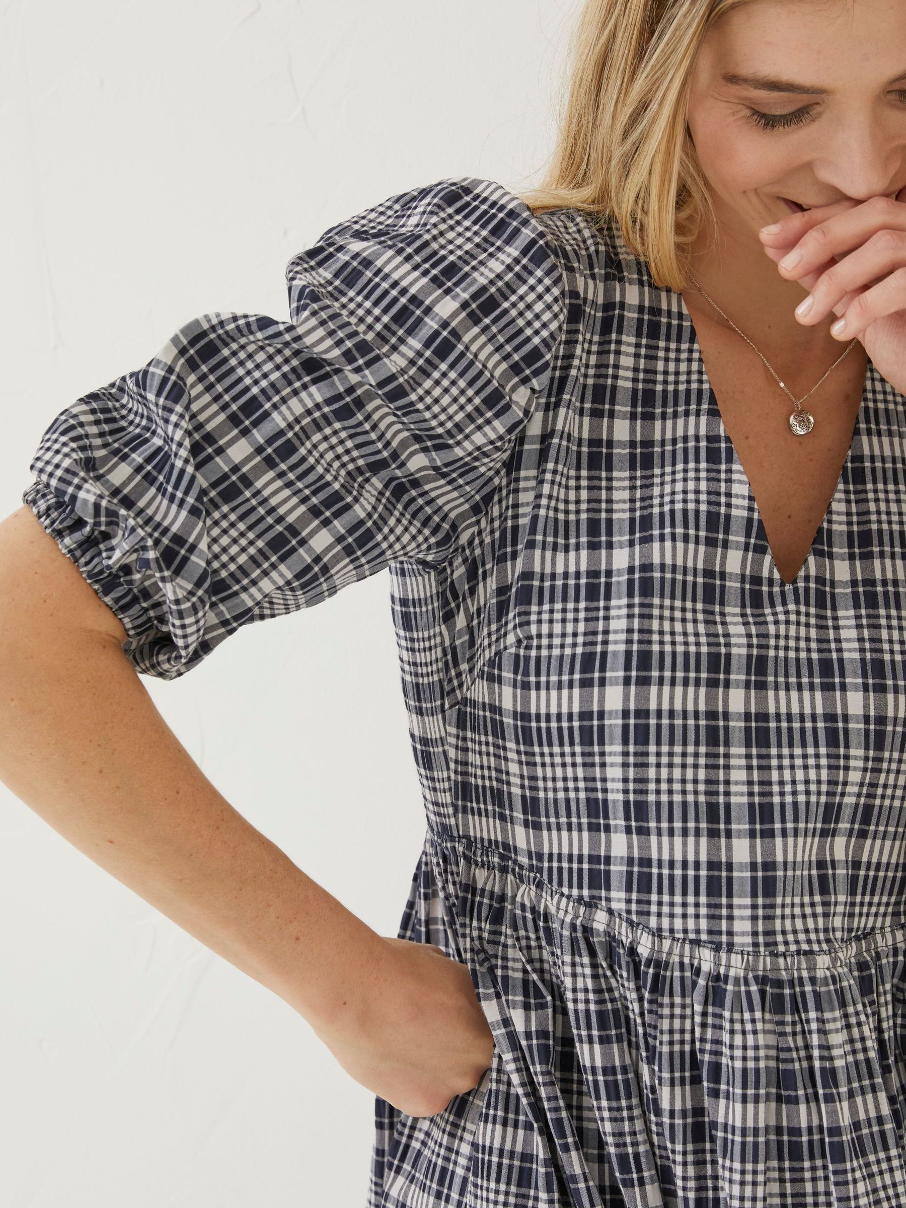 Blue Hannah Check Midi Dress - Image 5 of 6