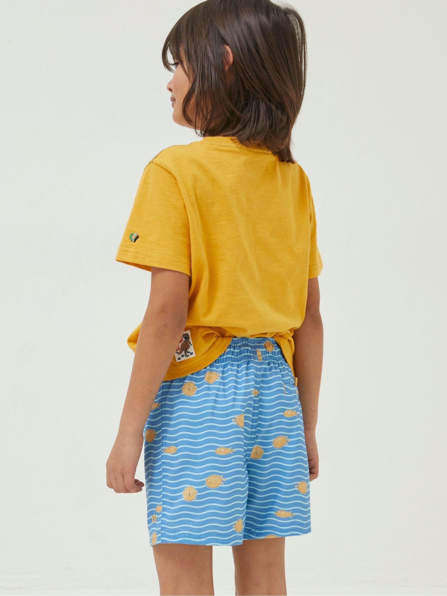 Light Blue Pattern Swim Shorts - Image 2 of 4
