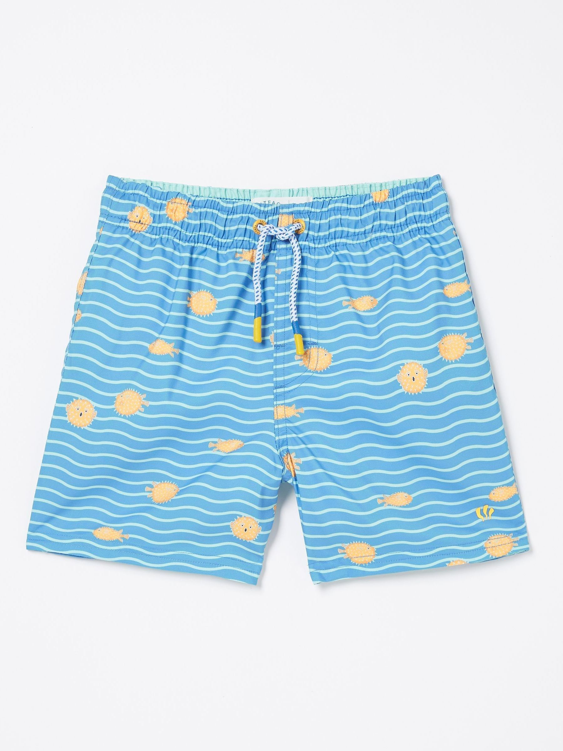 Light Blue Pattern Swim Shorts - Image 4 of 4