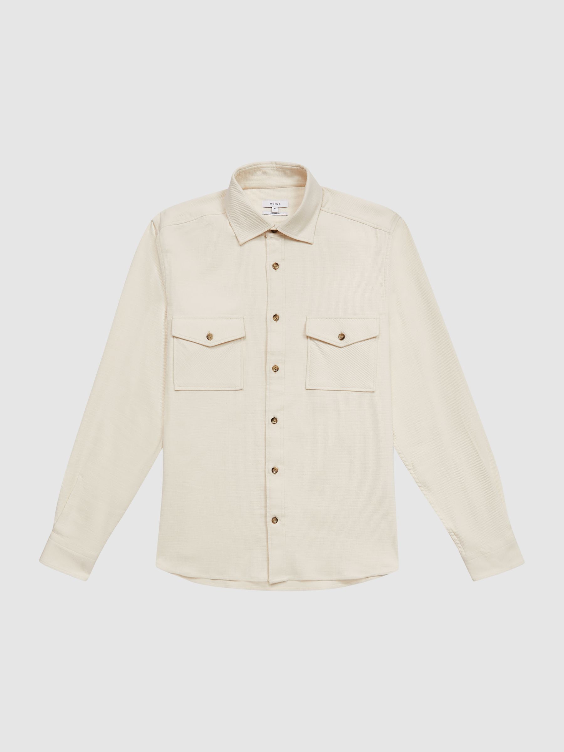 Twill Jersey Overshirt in Ecru - Image 2 of 7