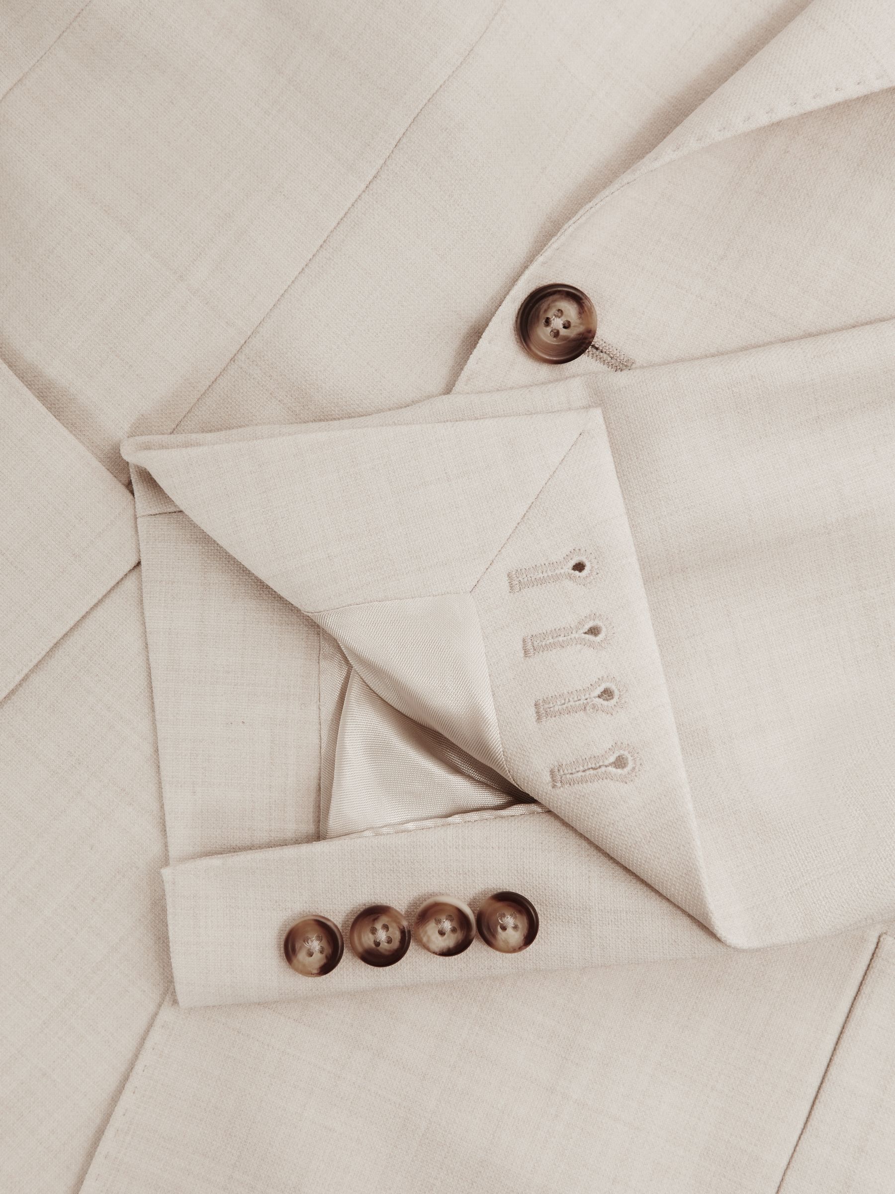 Slim Fit Double Breasted Wool Blend Blazer in Stone - Image 6 of 8