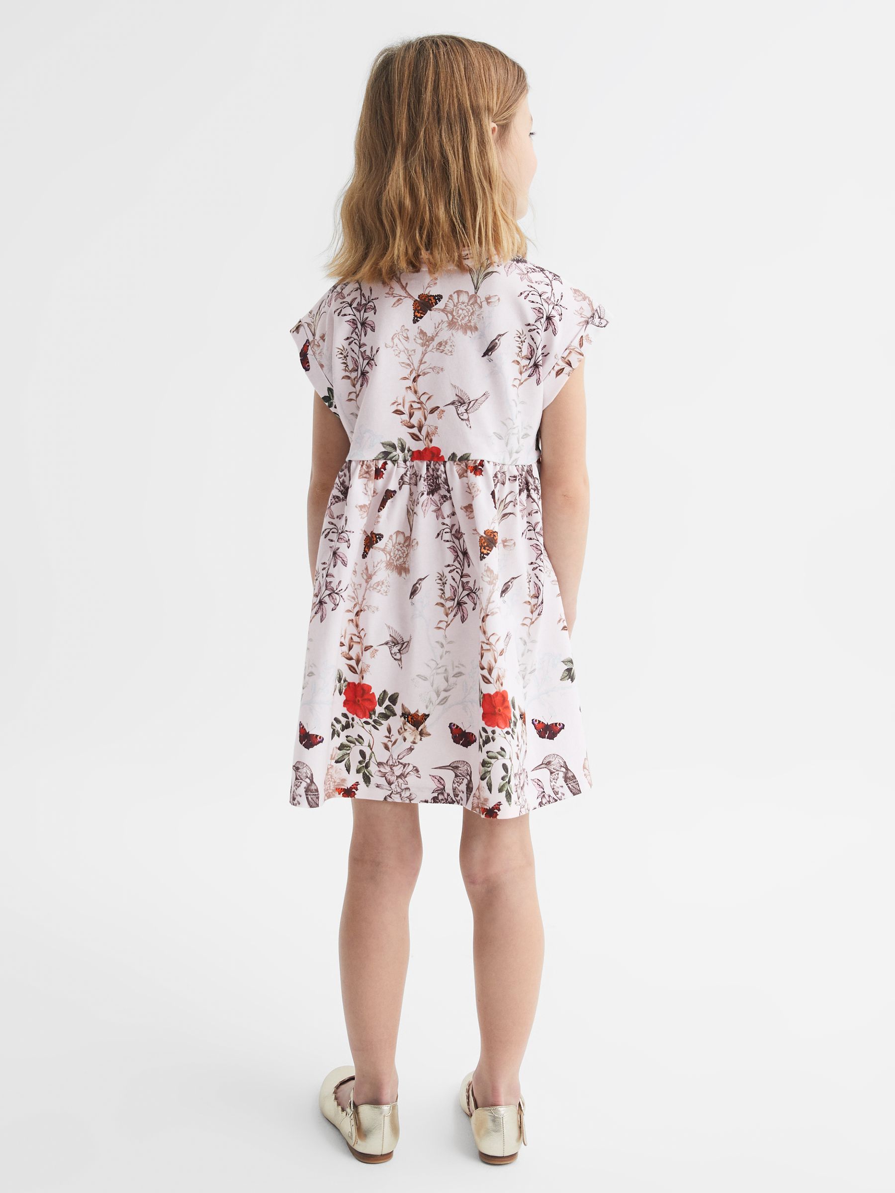 9-12 yrs Floral Print Jersey Dress in Pale Pink - Image 5 of 6