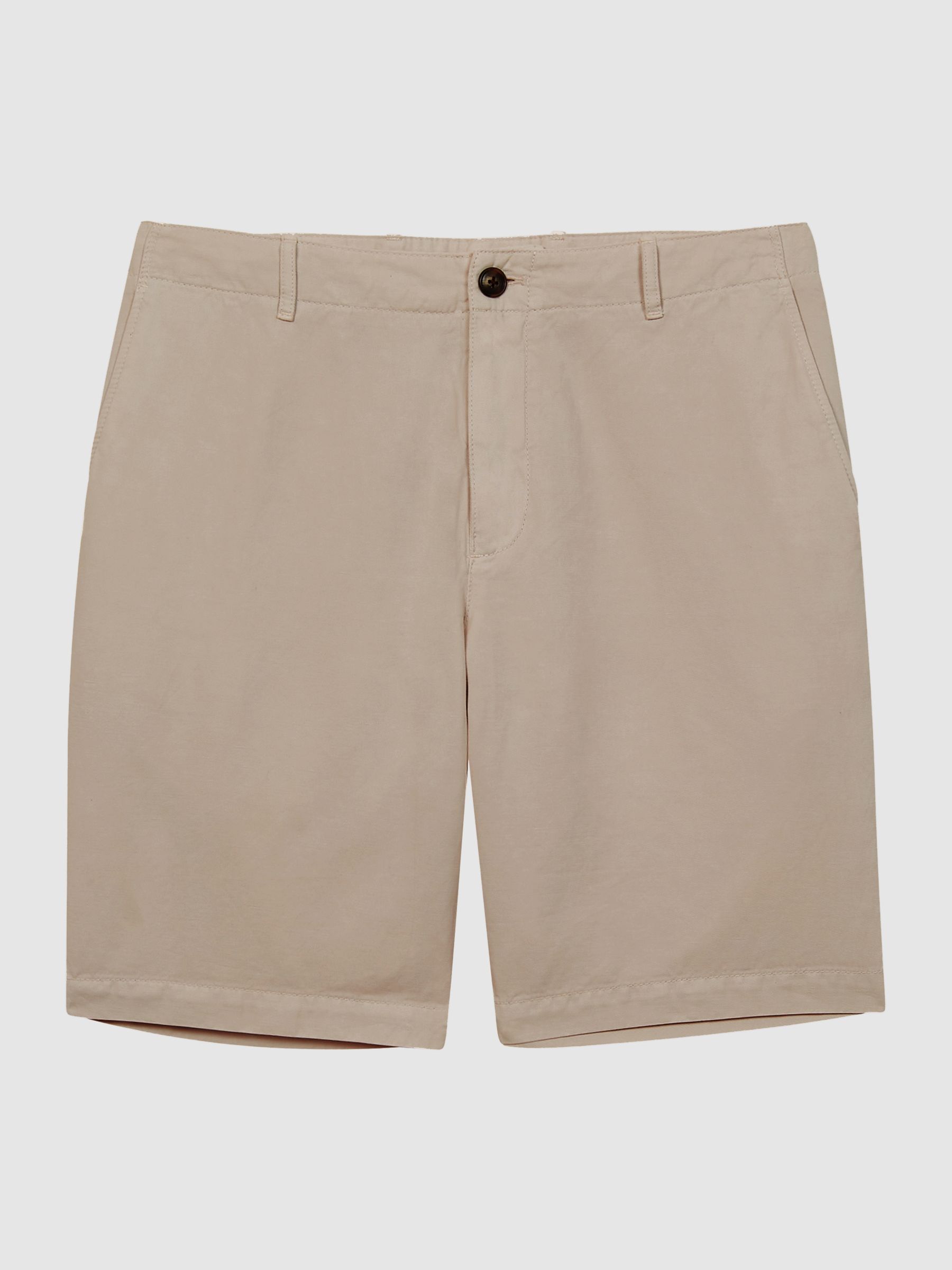 Cotton-Linen Blend Shorts in Stone - Image 2 of 5