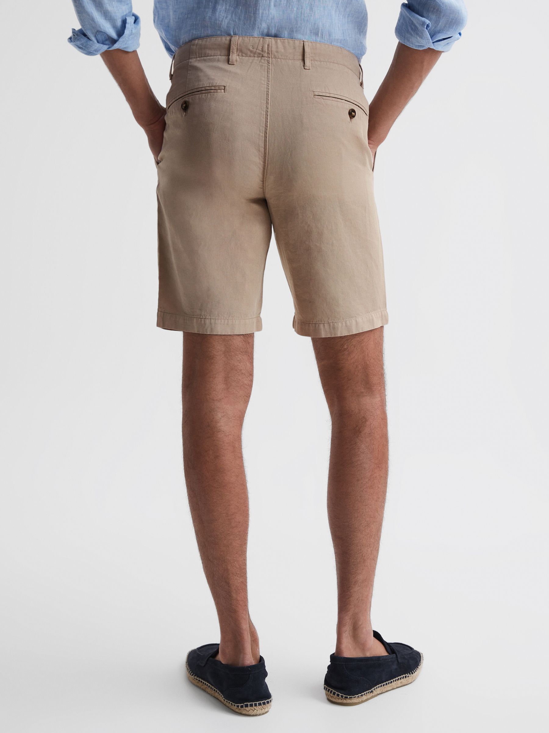 Cotton-Linen Blend Shorts in Stone - Image 5 of 5