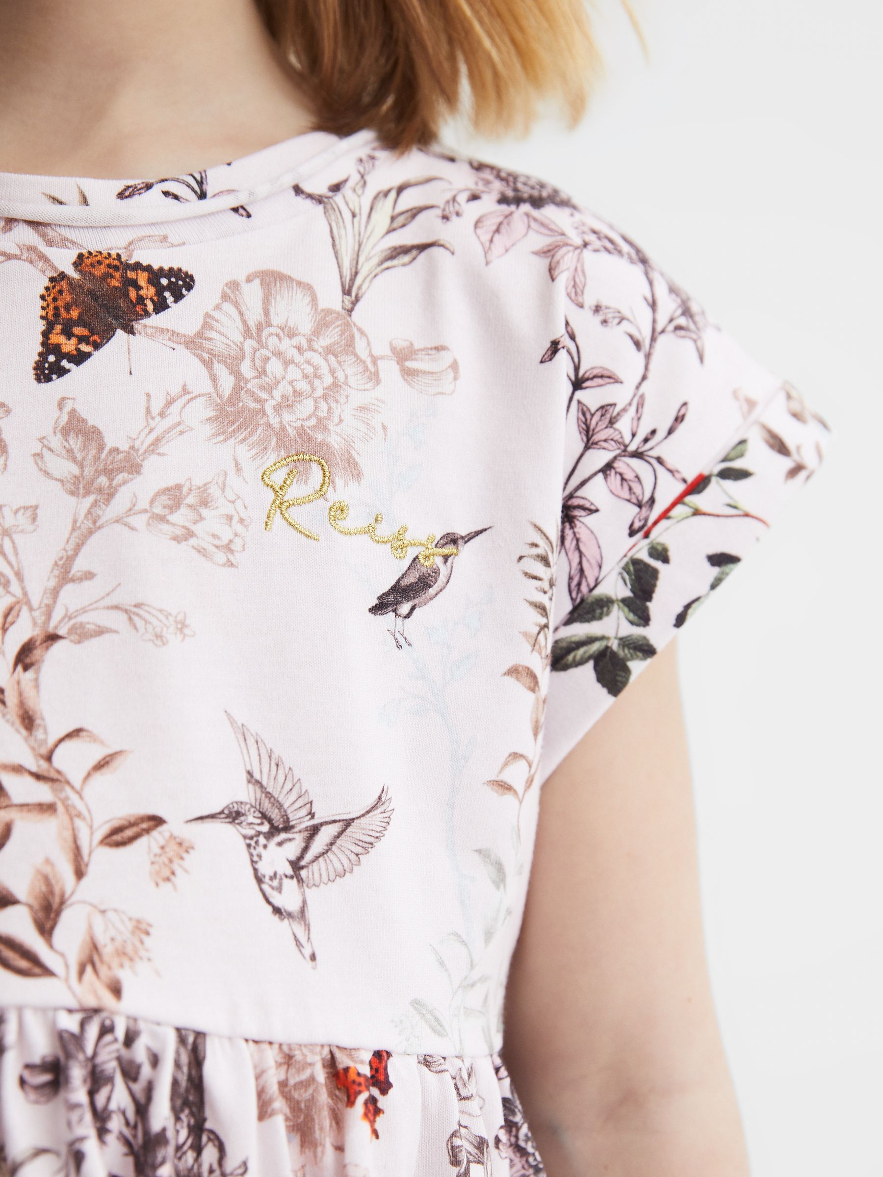 4-9 yrs Floral Print Jersey Dress in Pale Pink - Image 4 of 6